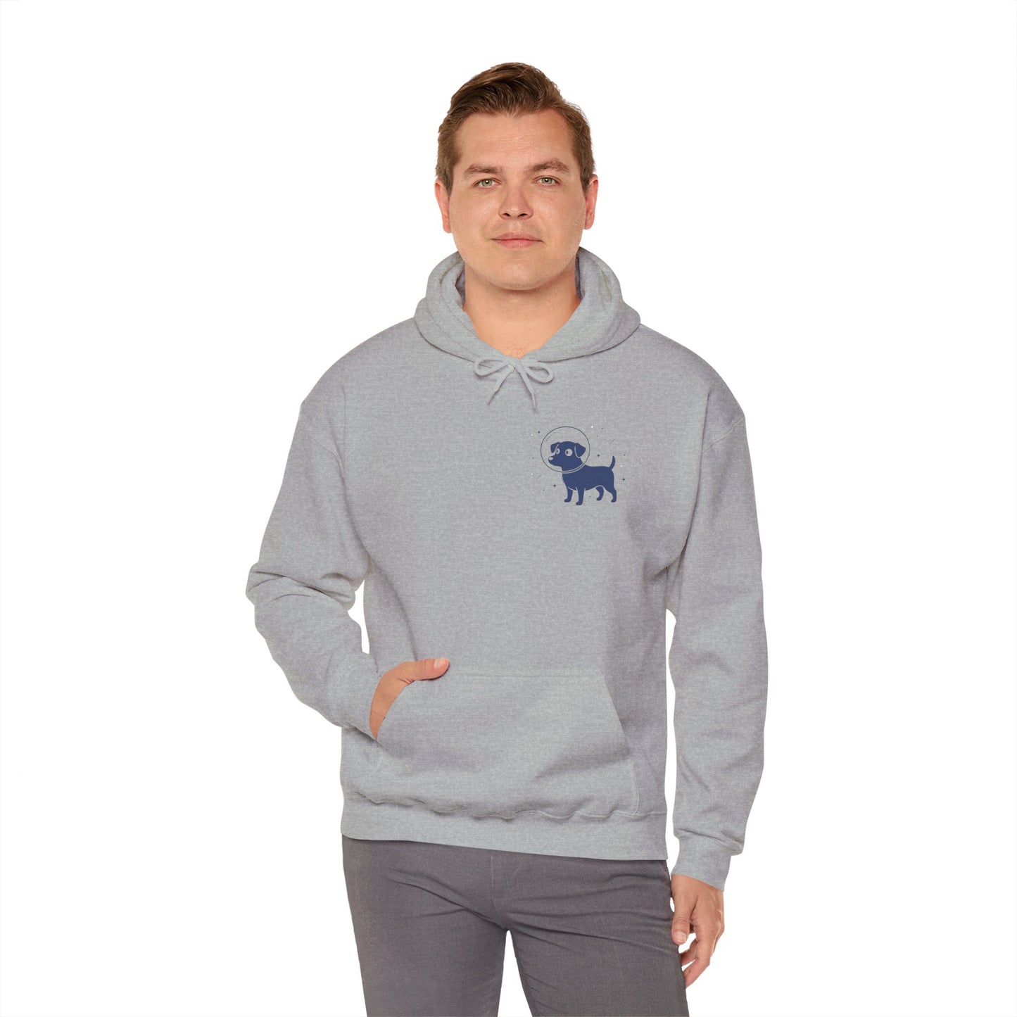 Dog in Space Hoodie – Space Puppy Graphic Hooded Sweatshirt, Unisex Heavy Blend™ - 14679