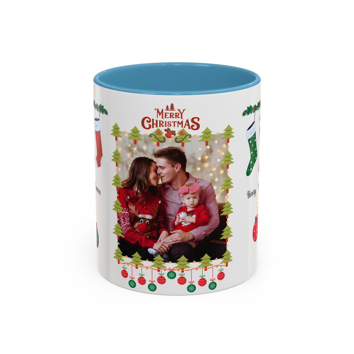 Christmas, Family Photo, Customizable, Accent Coffee Mug (11, 15oz)