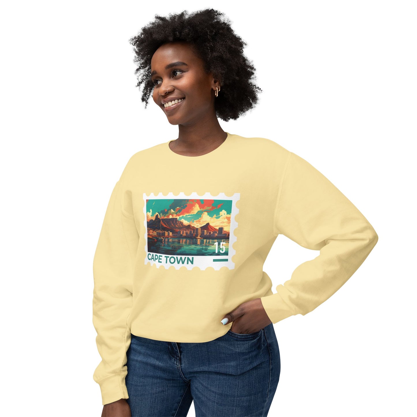Cape Town Unisex Lightweight Crewneck Sweatshirt - Artistic Scenic Design - 12127
