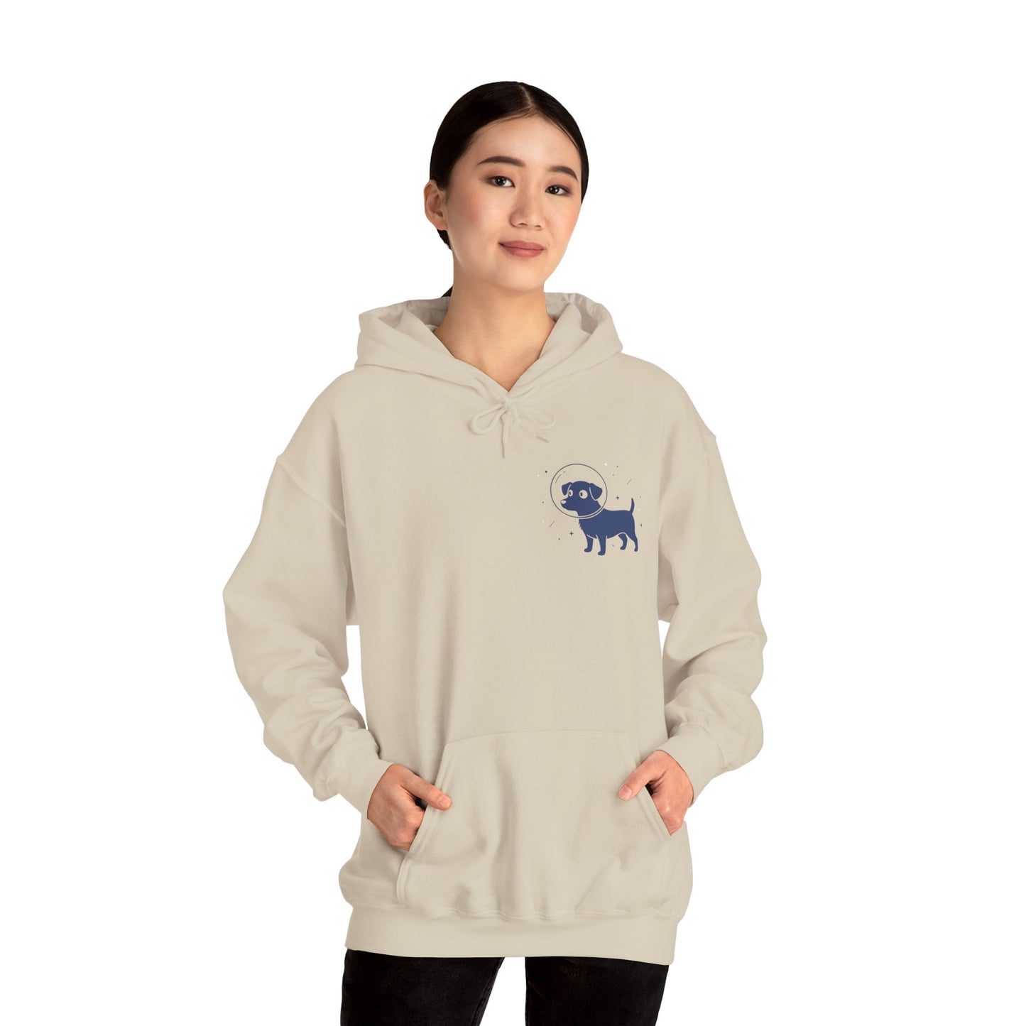 Dog in Space Hoodie – Space Puppy Graphic Hooded Sweatshirt, Unisex Heavy Blend™ - 14679