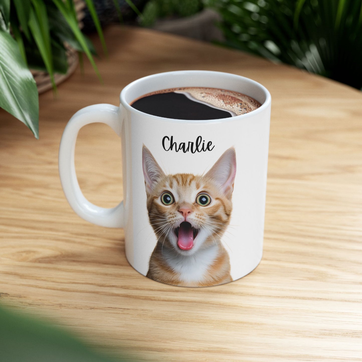 Cute Cat Ceramic Mug, Funny Pet Lover Gift, Cat Mom Coffee Cup, Animal Lover Mug, Personalized Drinkware - 14193