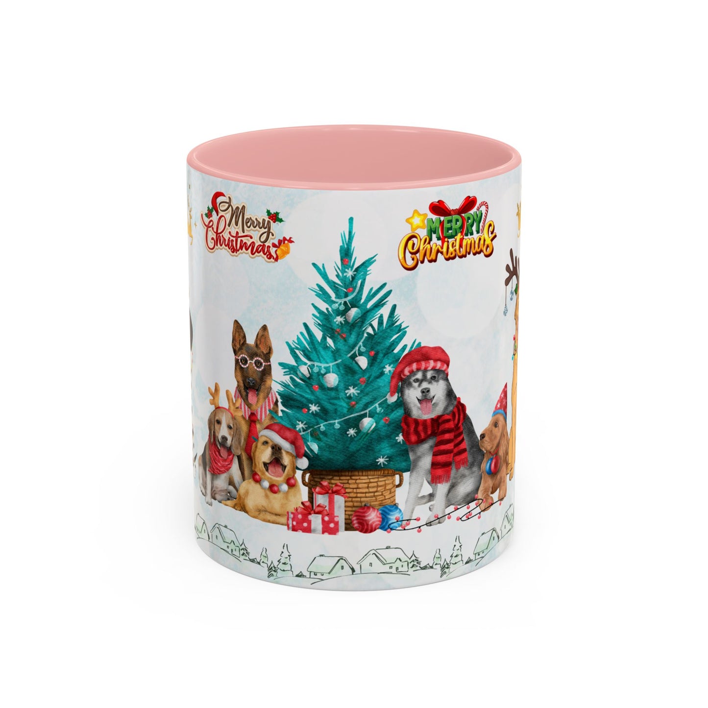 Merry Christmas Dogs - Accent Coffee Mug (11, 15oz)