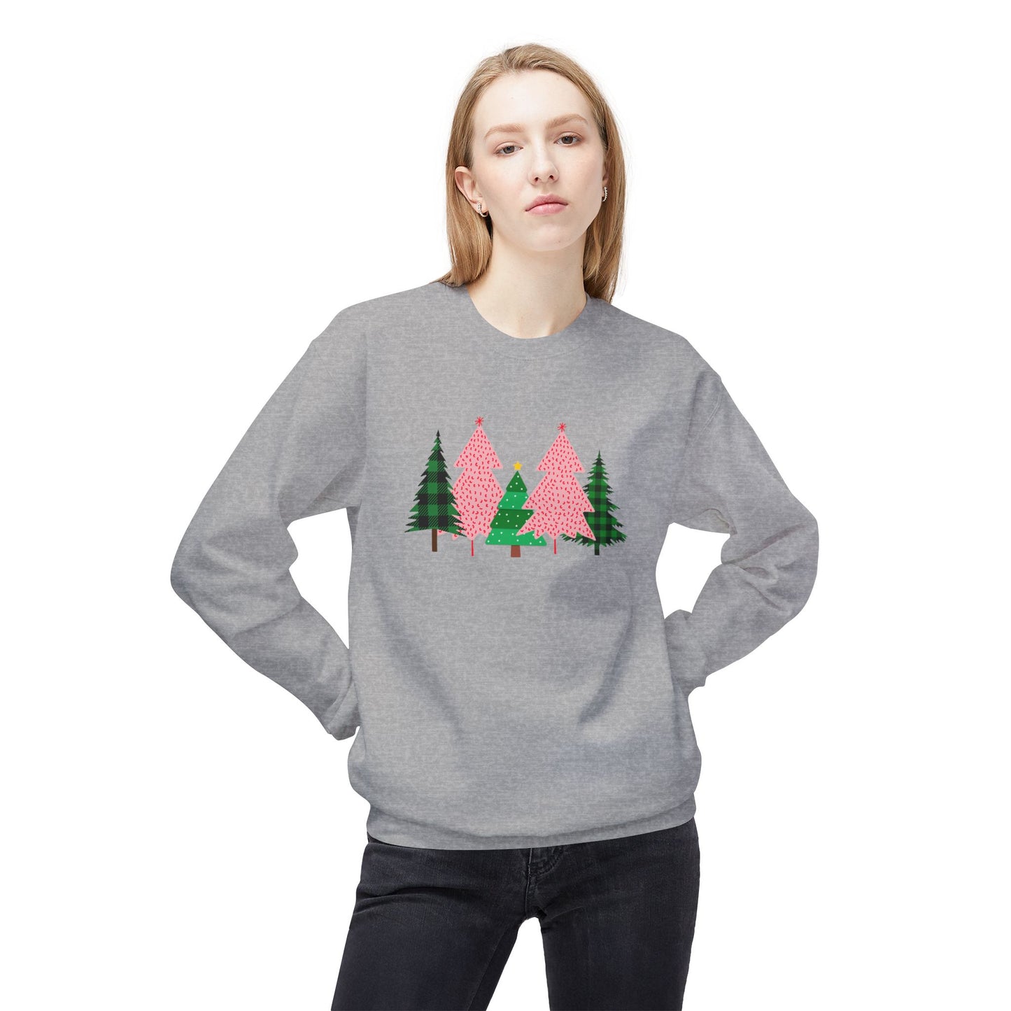 Christmas Trees - Unisex Midweight Softstyle Fleece Crewneck Sweatshirt - 10174