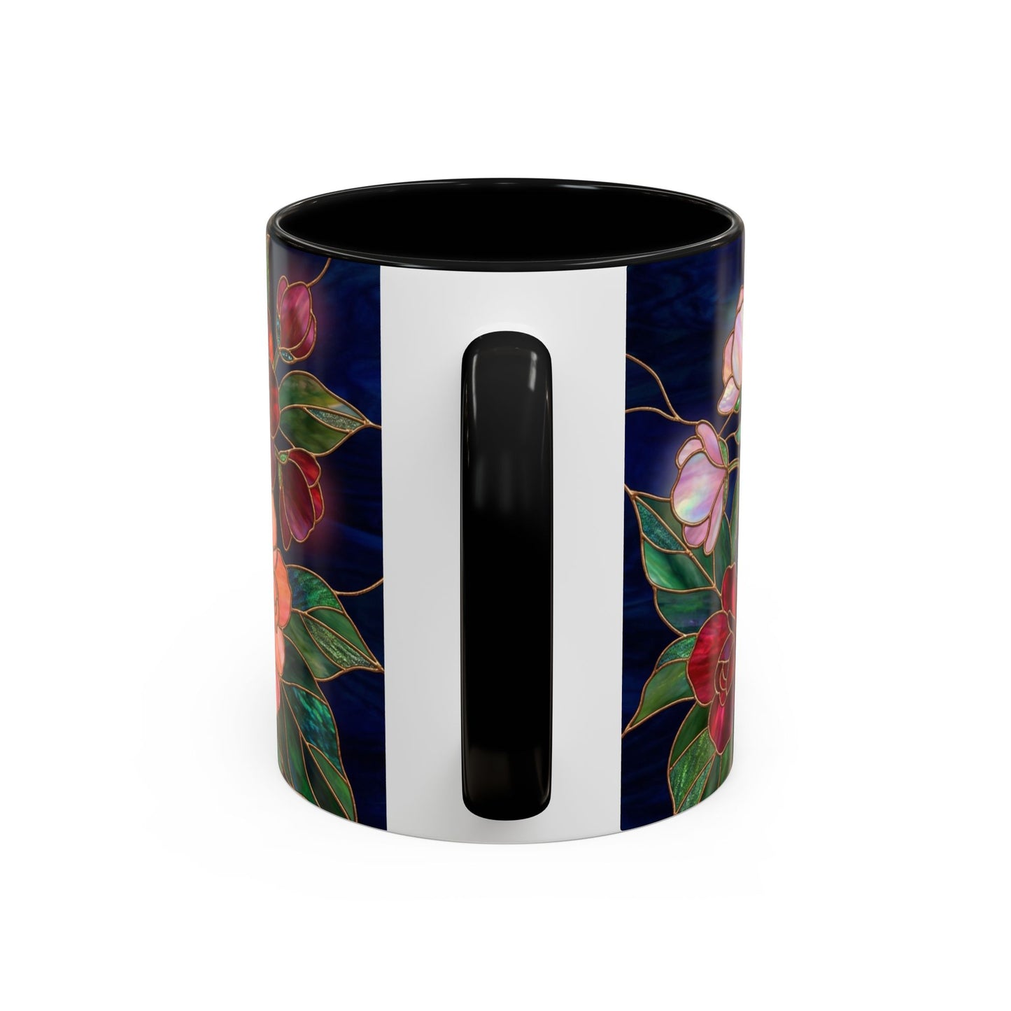 Begonia Floral Accent Coffee Mug – Stained Glass Design 11/15oz - 14555