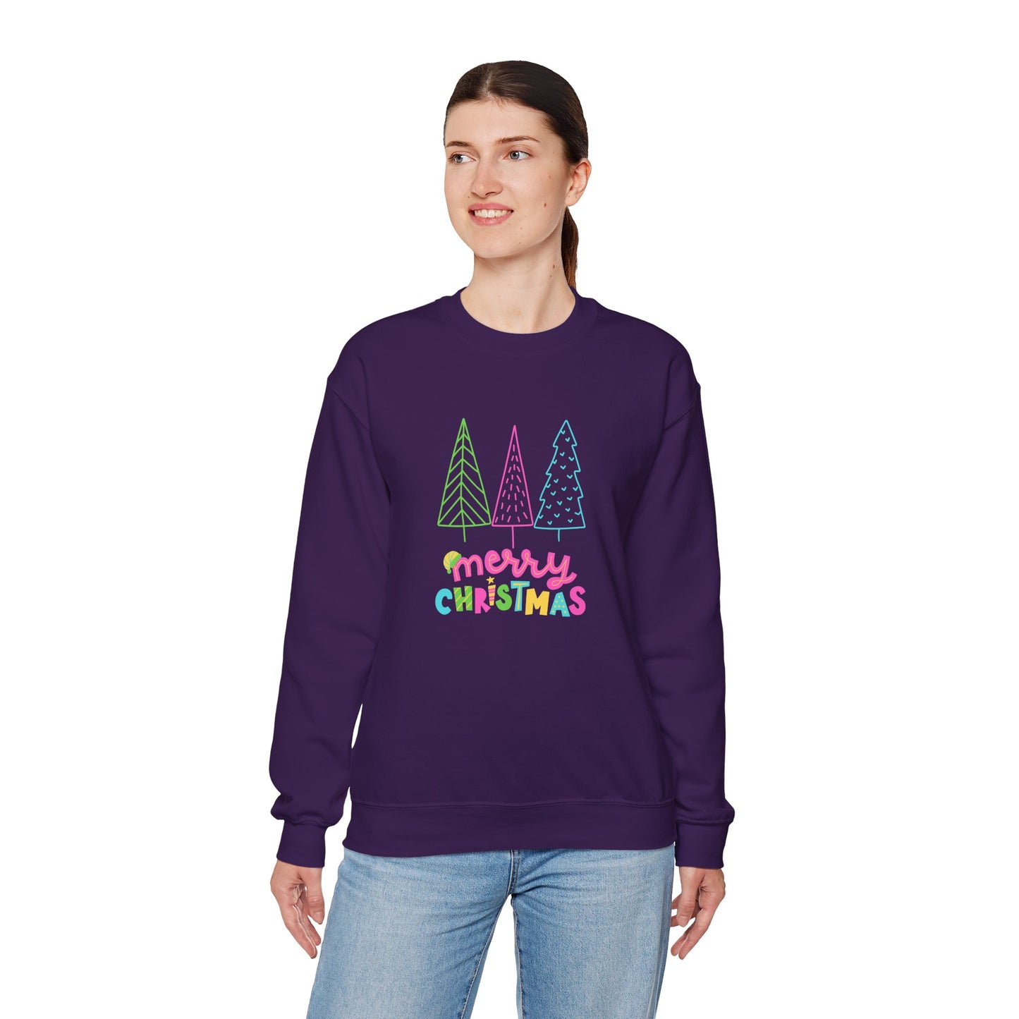 Trees, Merry Christmas -Unisex Heavy Blend™ Crewneck Sweatshirt - 10529