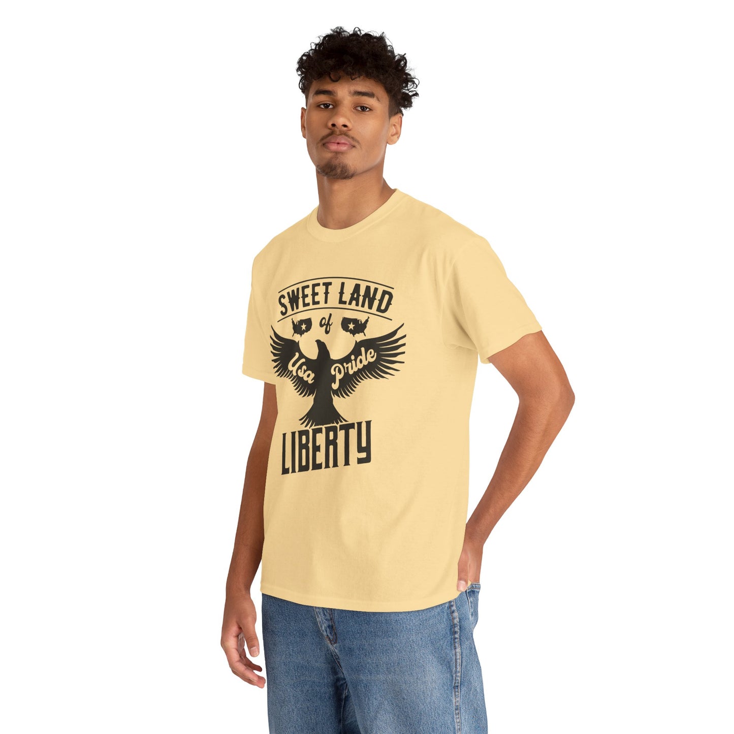 Sweet Land of Liberty Design, Unisex Heavy Cotton Tee: Patriotic T-shirt, Gift for Freedom Lovers, Casual Wear, Independence Day Shirt - 13492