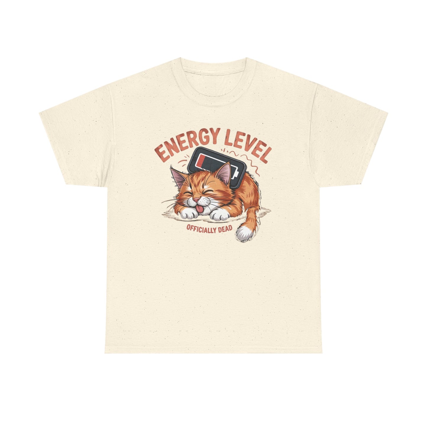 Energy Level: Officially Dead T-Shirt — Funny Cat Graphic Tee, Cat Lover Gift - 14867
