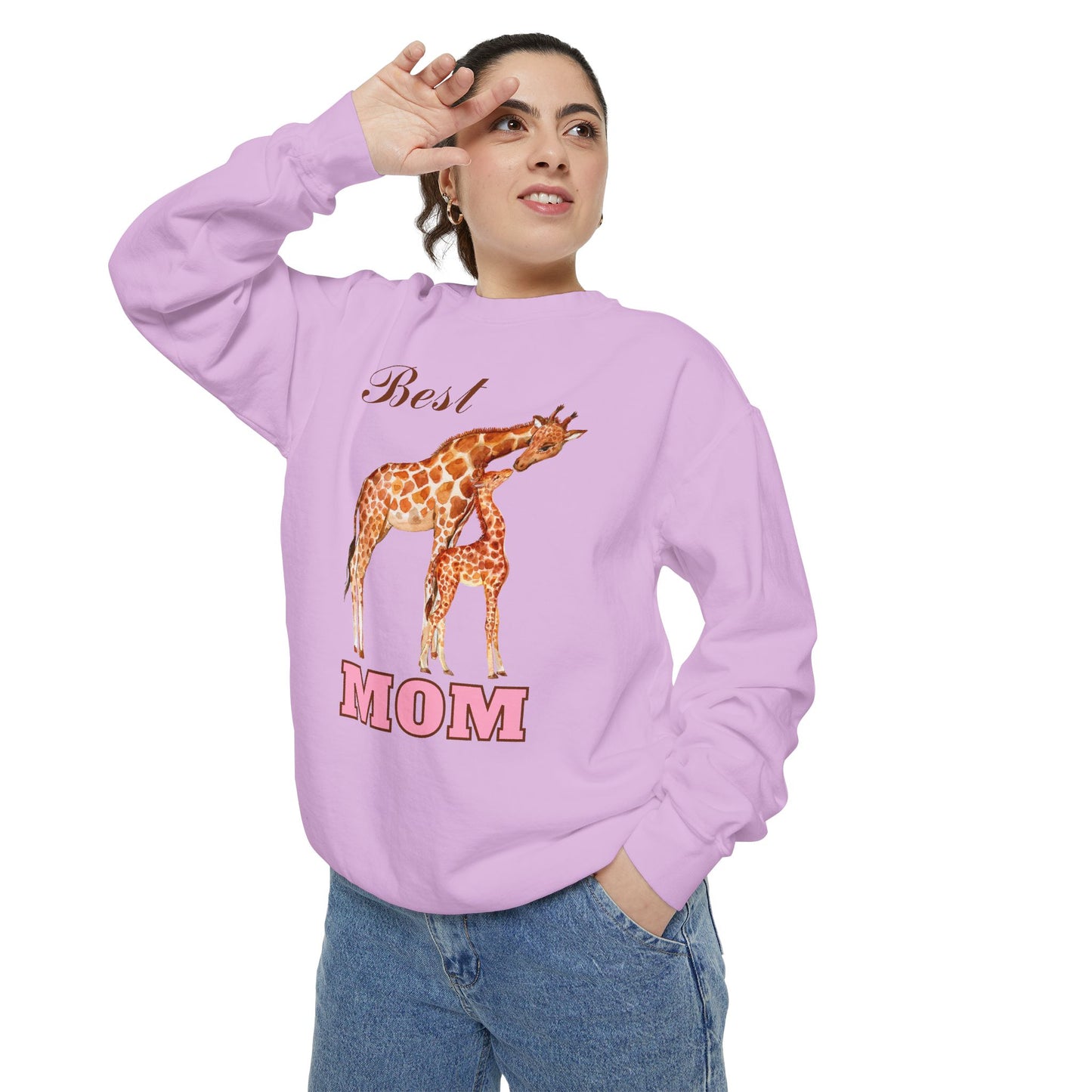 Best Mom Giraffe Design Unisex Garment-Dyed Sweatshirt - 11892