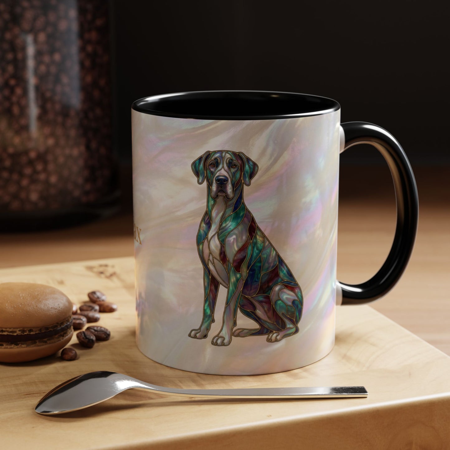 Personalized Great Dane Dog Mug — Stained Glass Design (11/15 oz) - 14550