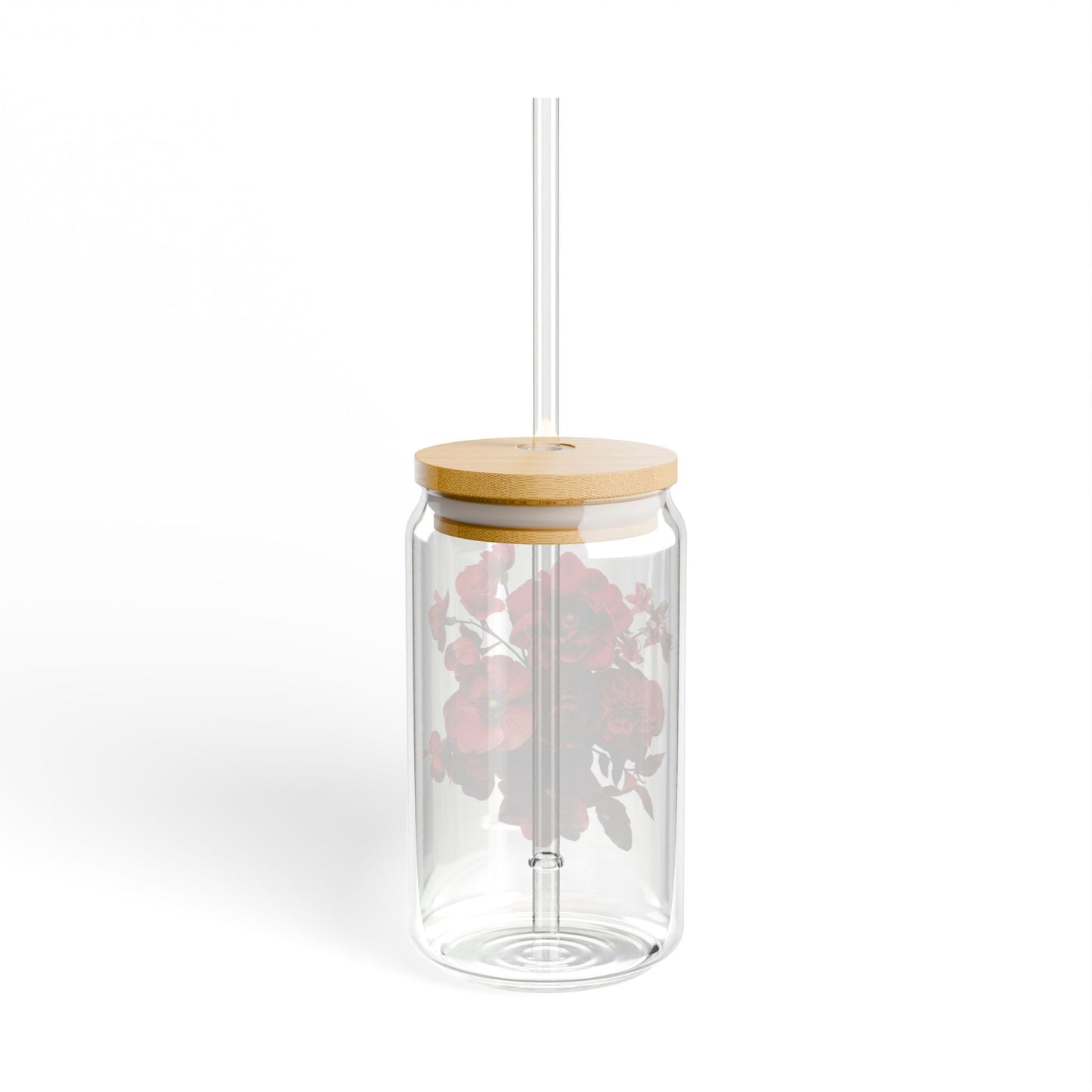 Passionate Red Flowers,  Customizable - Sipper Glass, 16oz