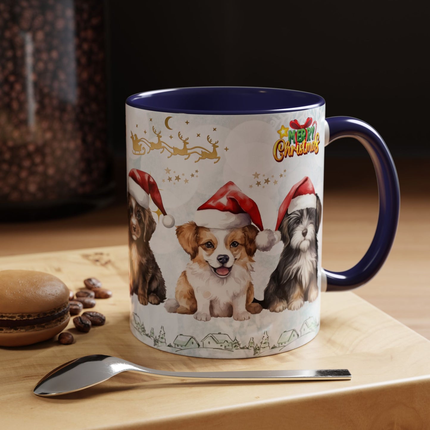 Merry Christmas, Puppies - Accent Coffee Mug (11, 15oz)