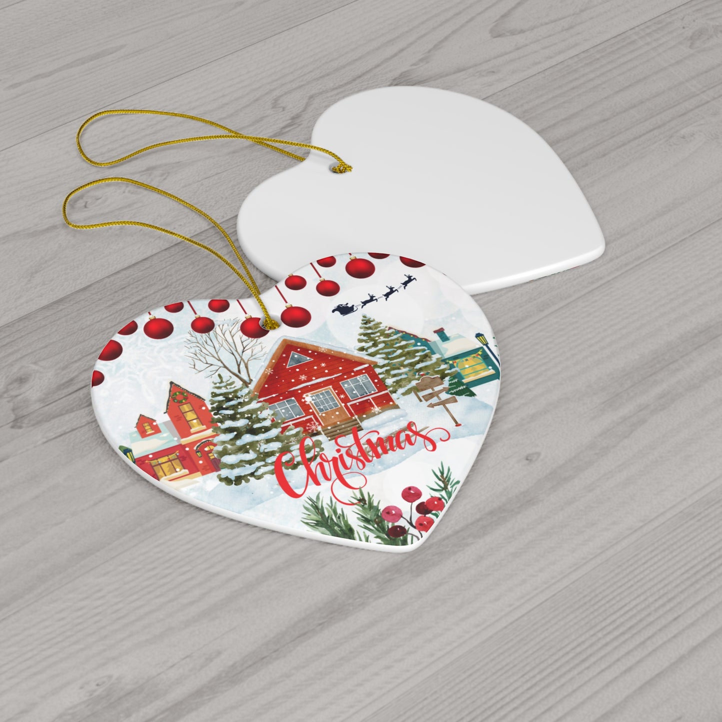 Christmas House - Ceramic Ornament, 4 Shapes