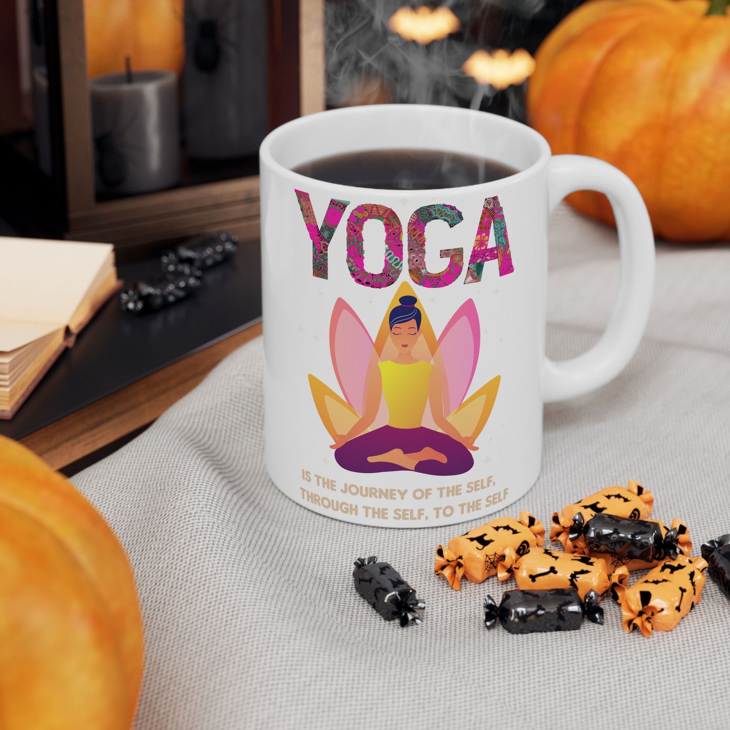"Yoga Is The Journey Of The Self Through The Self To The Self" Ceramic Mug, 11/15oz - 13213