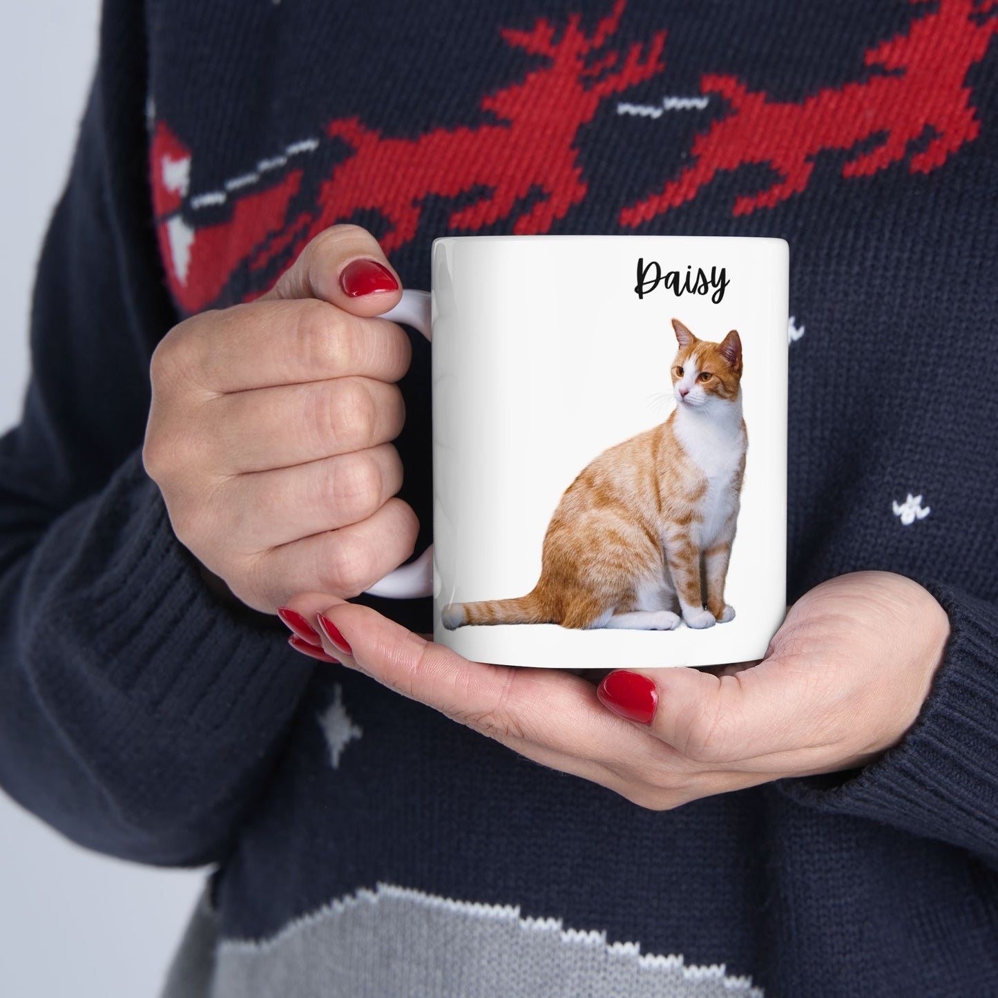 Personalized Cat Design Ceramic Mug, Custom Pet Mug, Gift for Cat Lovers, Cat Owner Coffee Cup, Cute Animal Mug - 14201