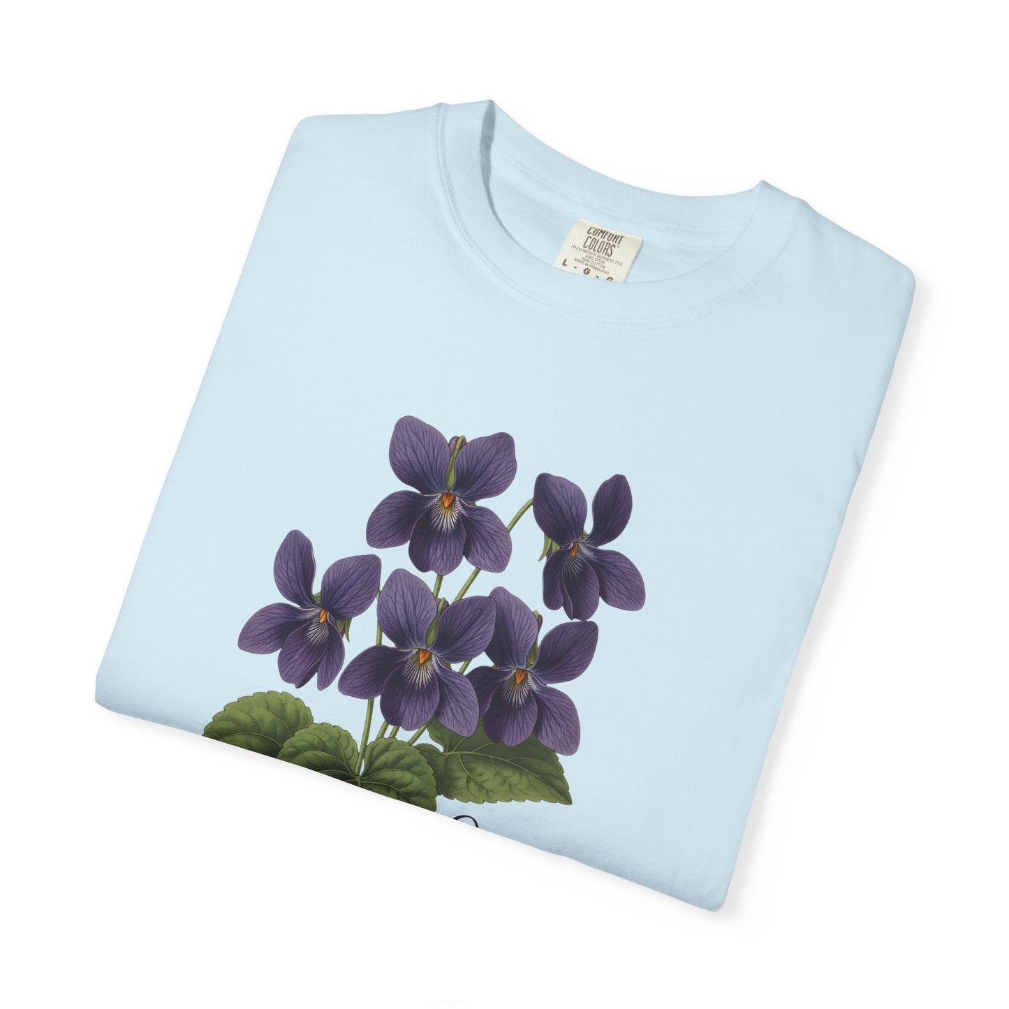 February Birth Flower Violet T-Shirt – Heavyweight Garment-Dyed Tee - 14694