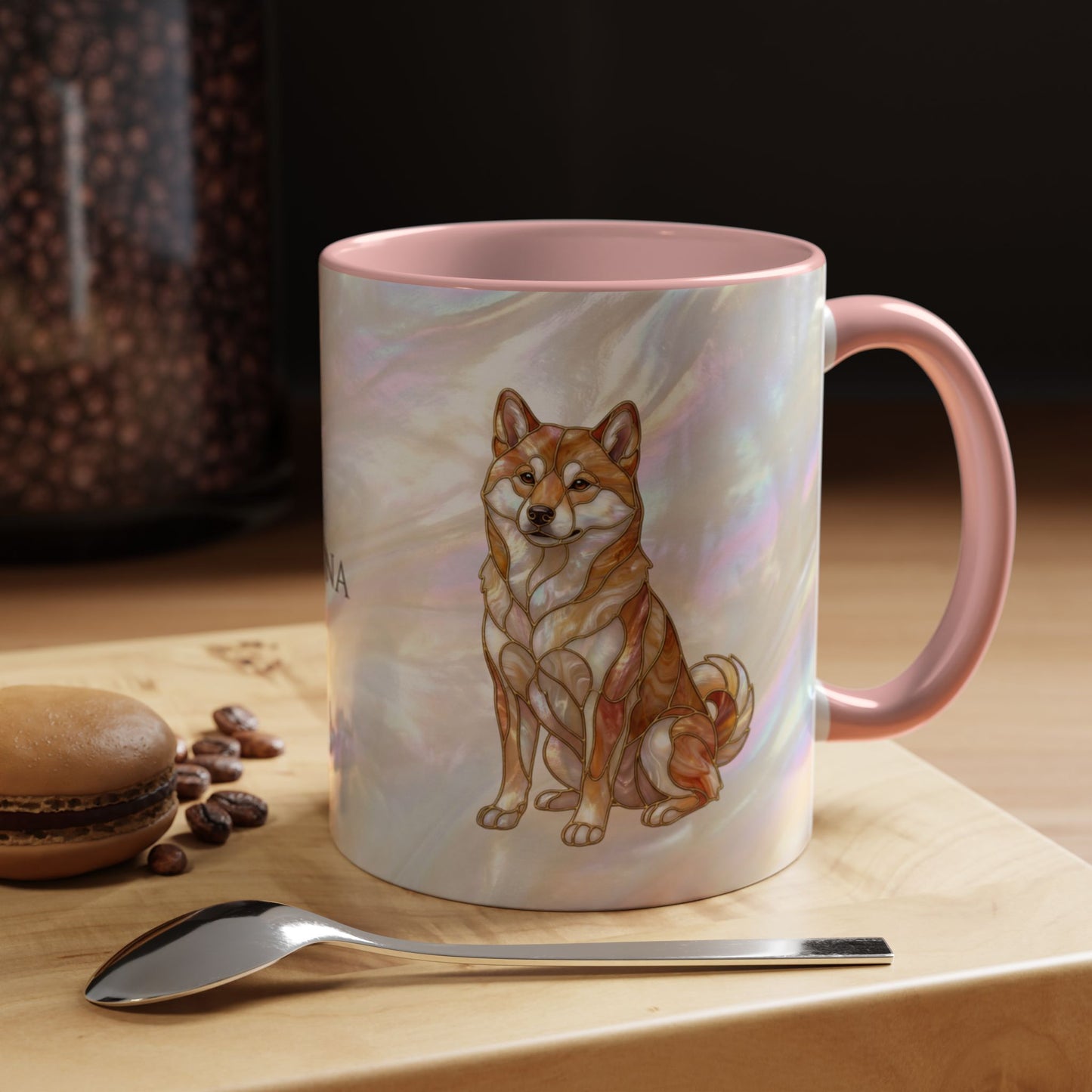 Shiba Inu Accent Coffee Mug – Stained Glass Design 11/15oz - 14646