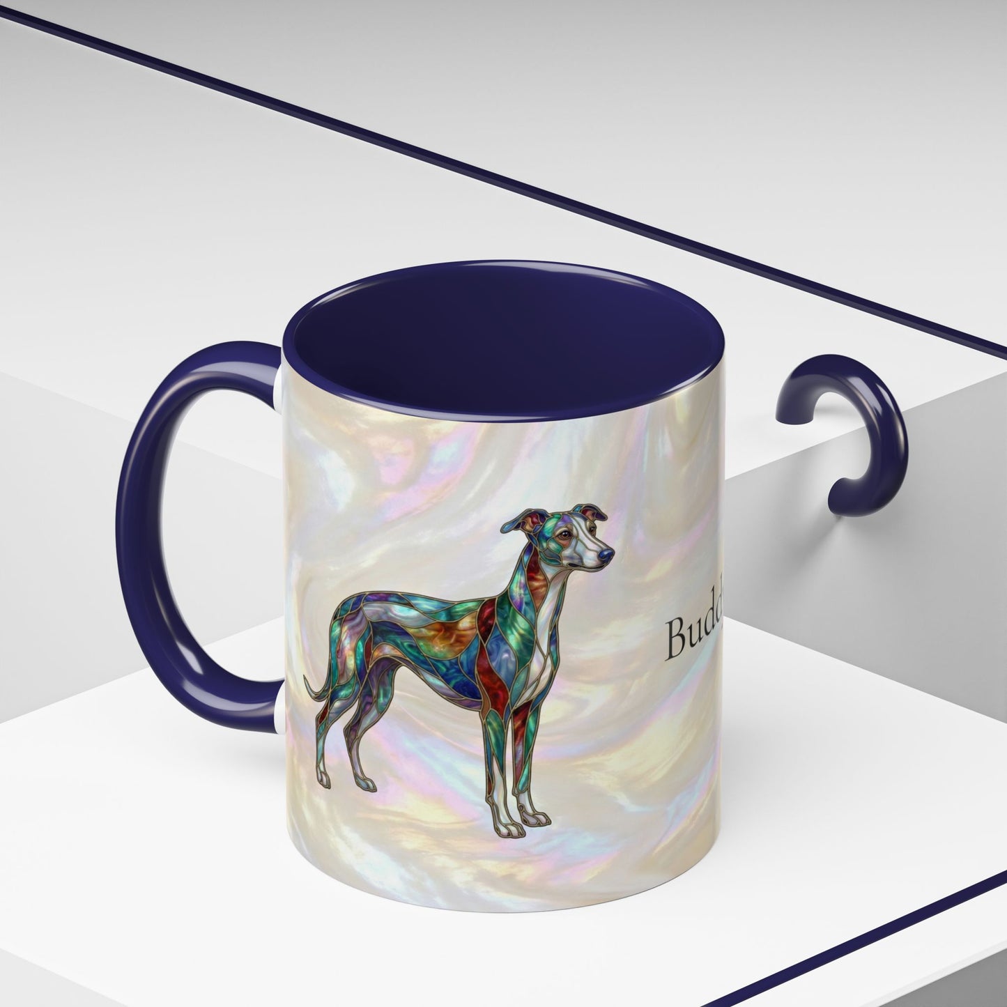 Whippet Accent Coffee Mug – Stained Glass Design 11/15oz - 14652