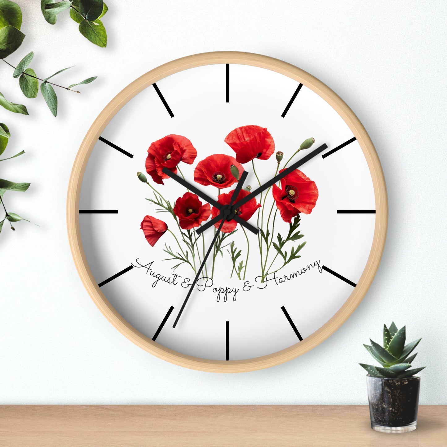 Happy Birthday August, Poppy - Wall Clock