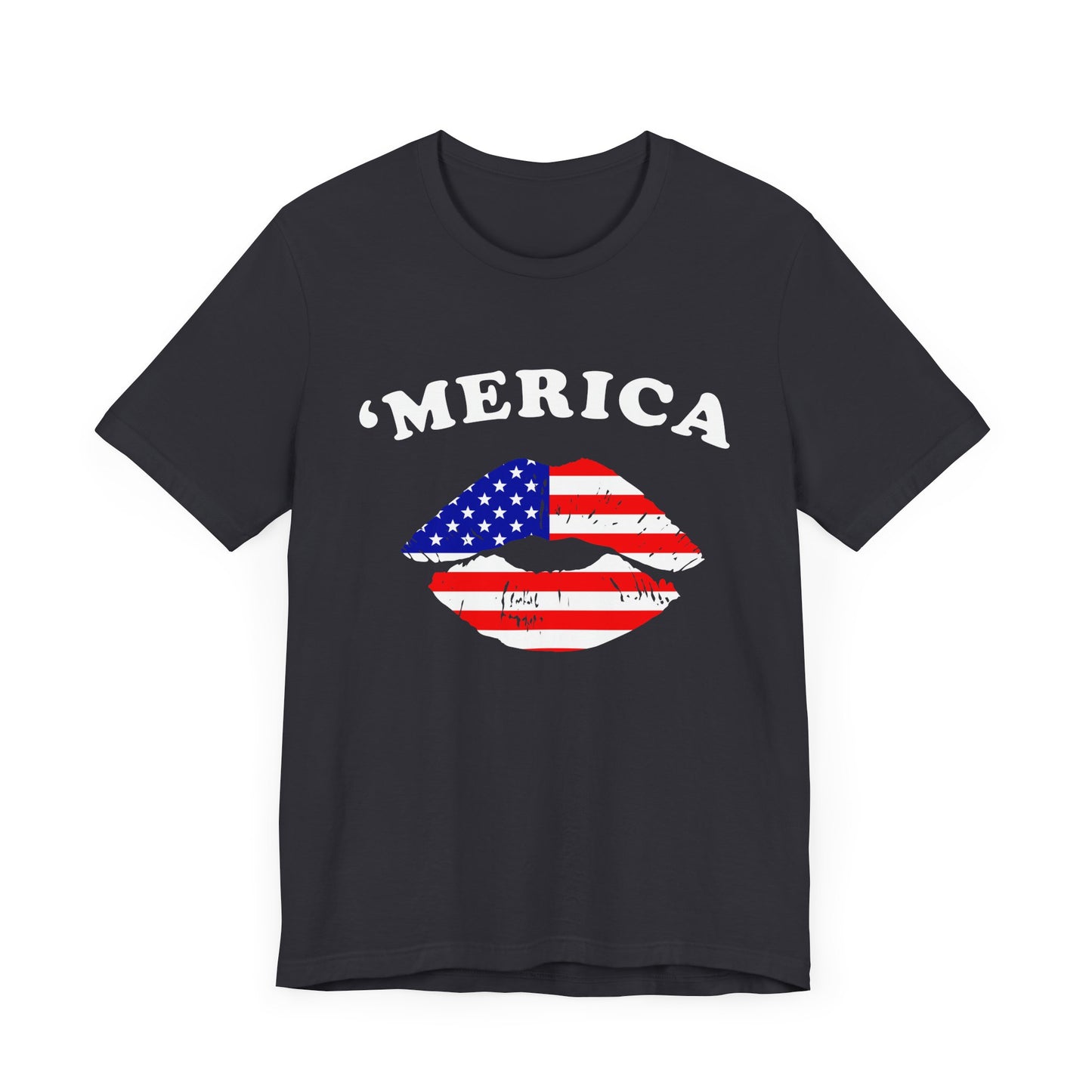 'Merica Unisex Jersey Tee, Patriotic Short Sleeve Shirt, USA Flag Design, Independence Day Apparel, Festival Wear, Summer Casual - 13519