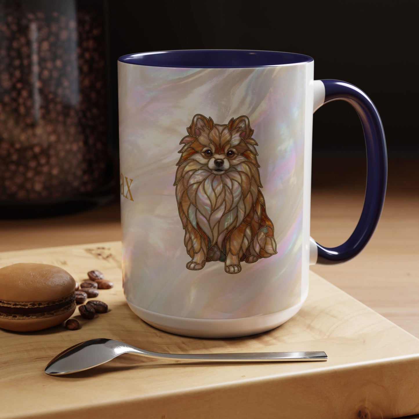 Pomeranian Accent Coffee Mug — Stained Glass Design (11/15oz) - 14638