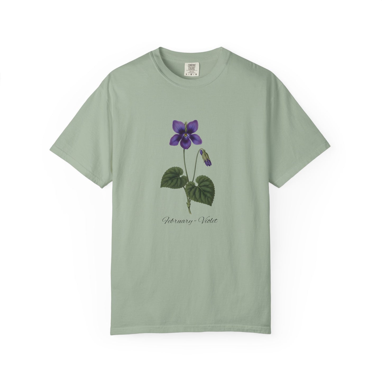 February Birth Flower Violet T-Shirt – Heavyweight Garment-Dyed Tee - 14700