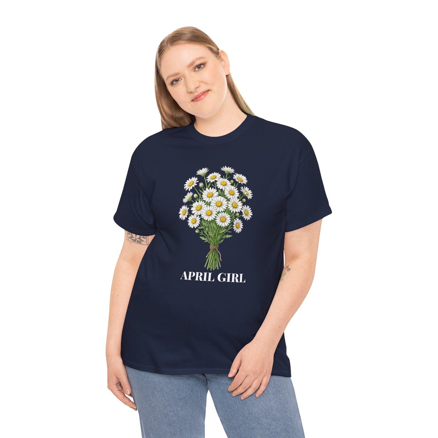 Personalized April Daisy Bouquet T-Shirt – Birth Flower Gift for Her - 14840