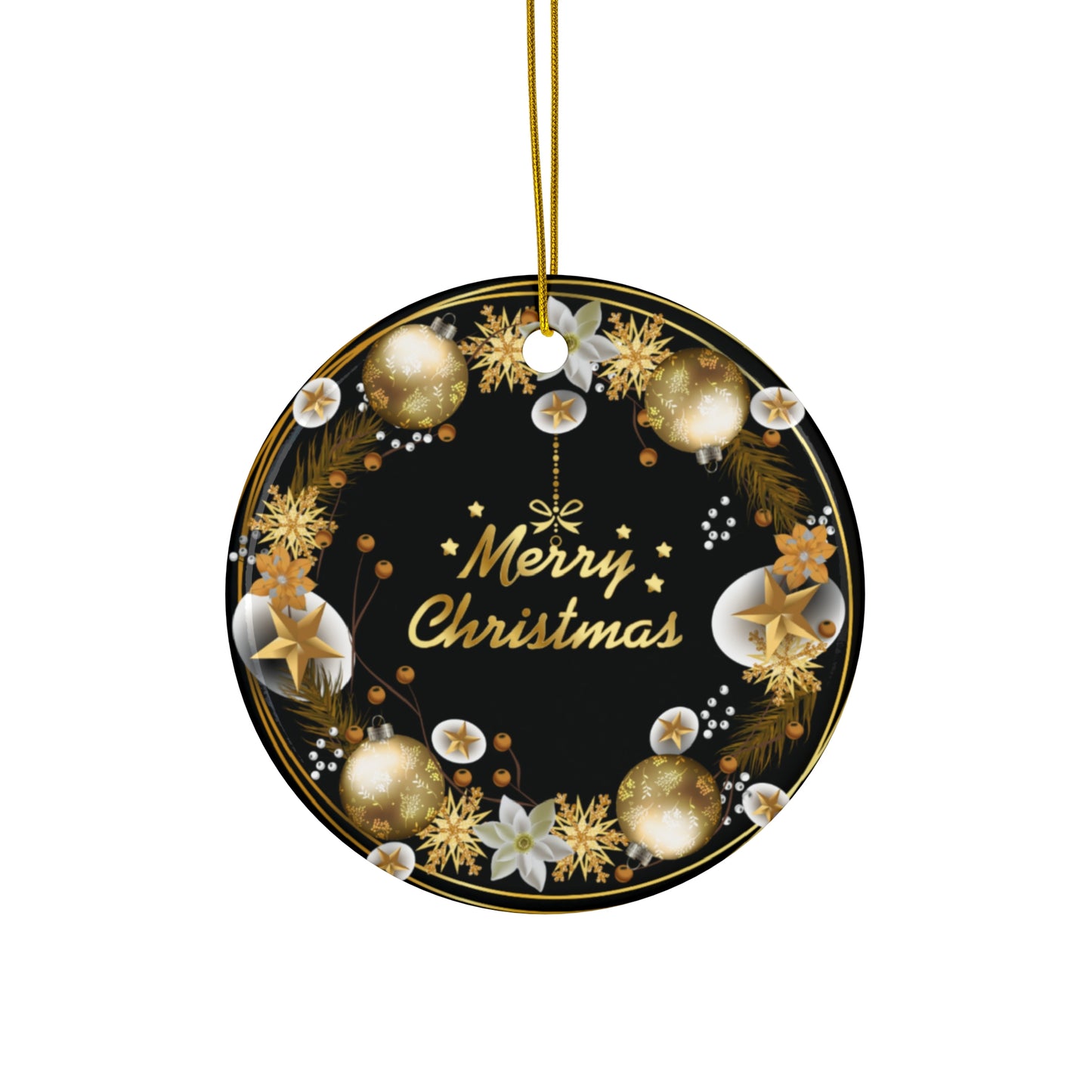 Merry Christmas - Ceramic Ornament, 4 Shapes