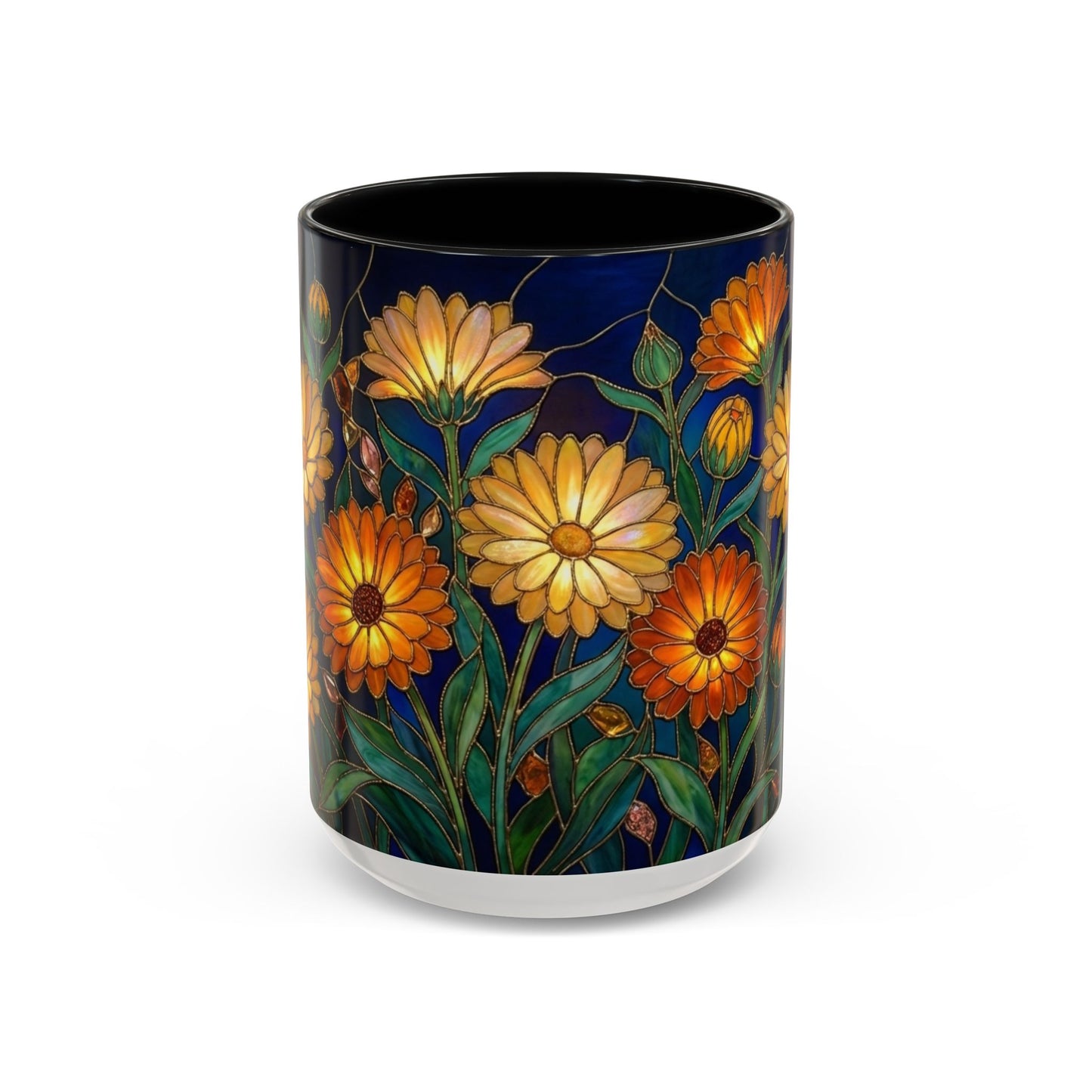Calendula Accent Coffee Mug — Stained Glass Design (11/15oz) - 14549