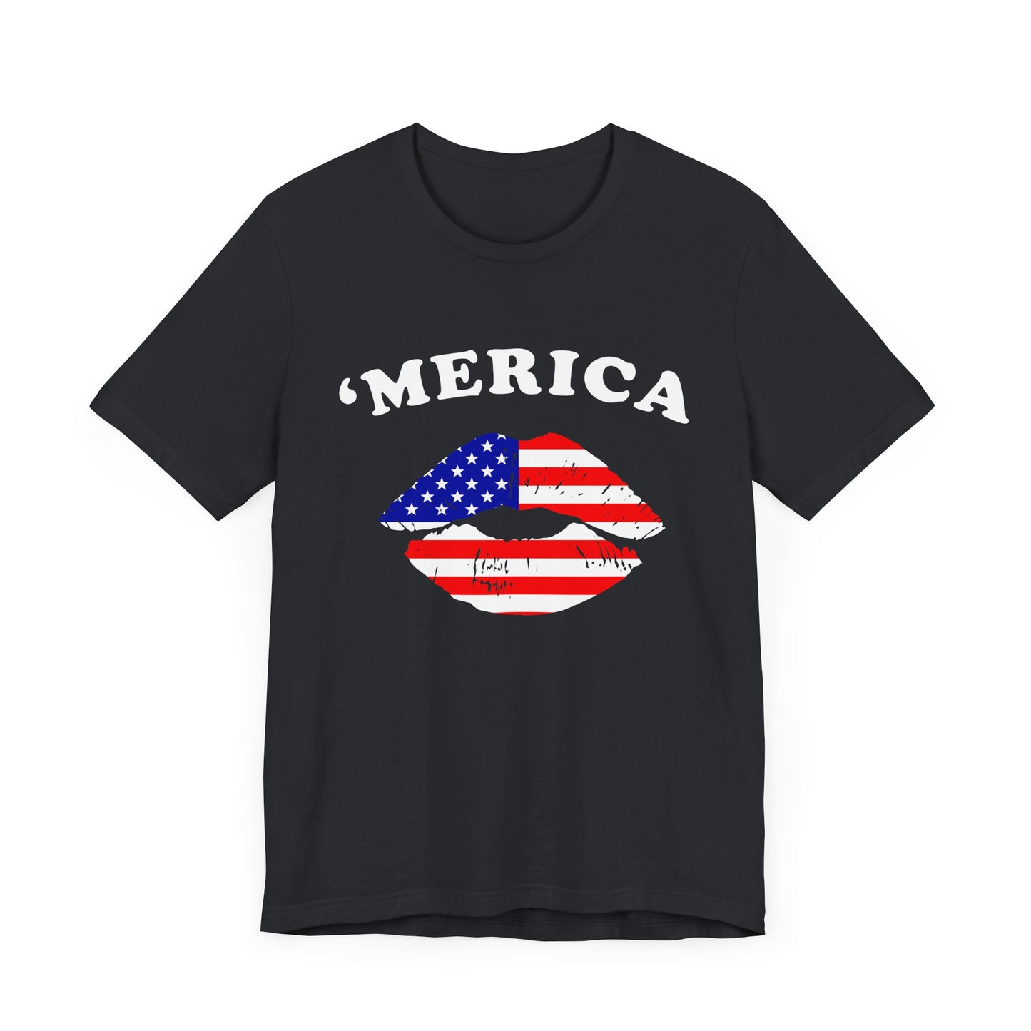 'Merica Unisex Jersey Tee, Patriotic Short Sleeve Shirt, USA Flag Design, Independence Day Apparel, Festival Wear, Summer Casual - 13519