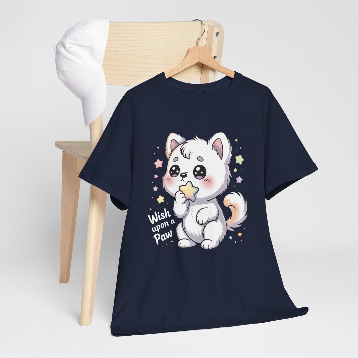 Cute Kitten T-Shirt – “Wish Upon a Paw” Kawaii Cat Tee Gift - 14851