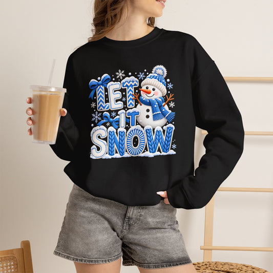 Let It Snow Sweatshirt,  Cute Snowman Winter Christmas Crewneck - 14545