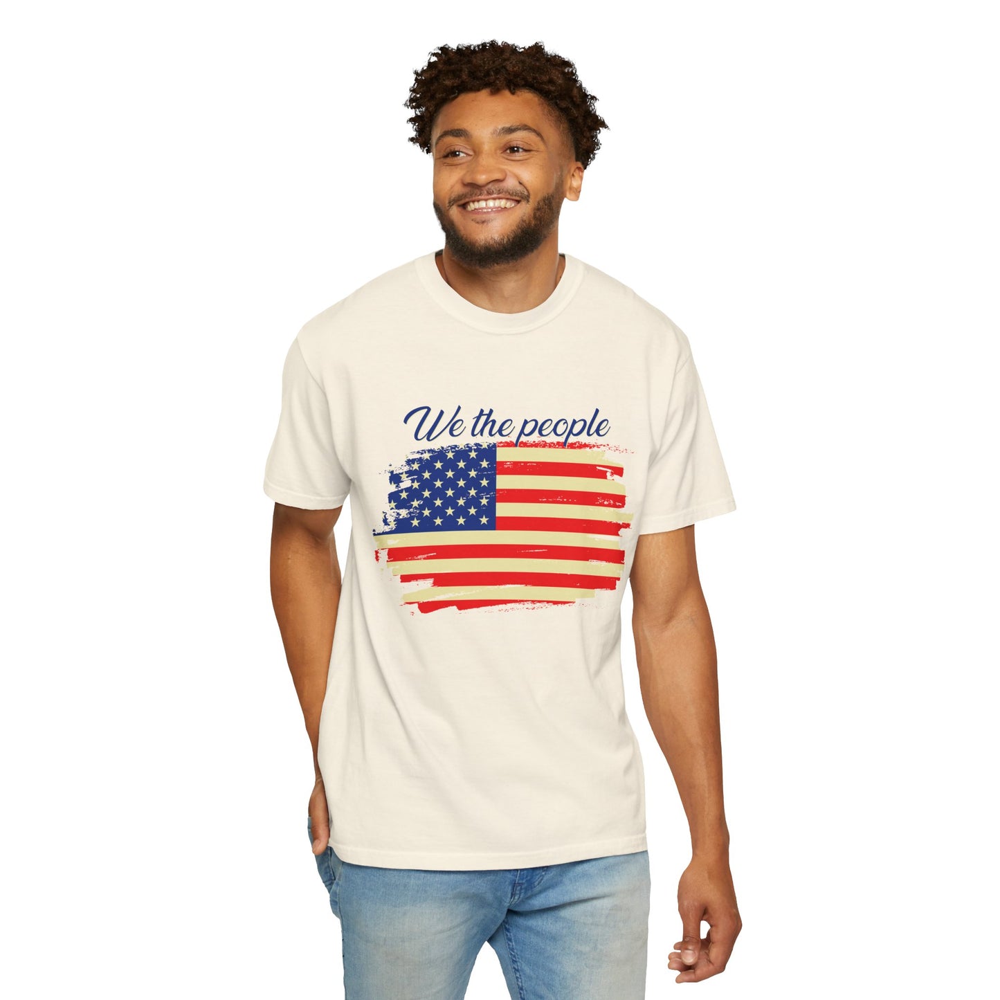 Patriotic Garment-Dyed T-Shirt - We the People, Independence Day Gift, Casual Wear, Constitution Day, Freedom Apparel - 13691