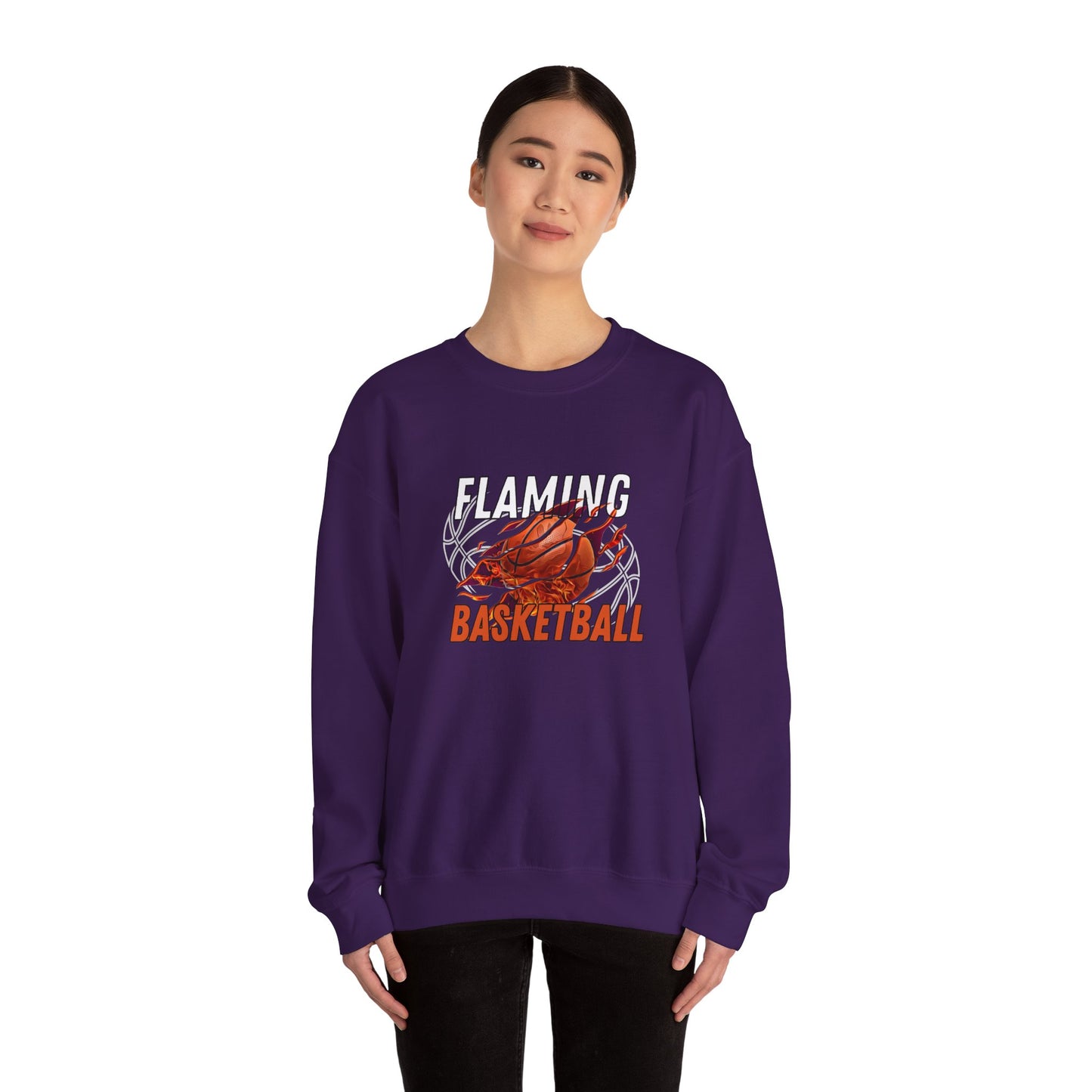 Flaming Basketball - Unisex Heavy Blend™ Crewneck Sweatshirt - 10671