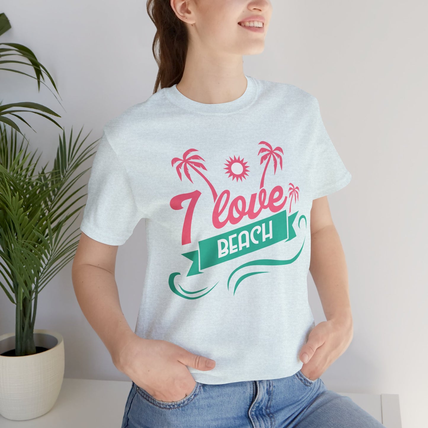 I Love Beach - Unisex Jersey Short Sleeve Tee - 13173