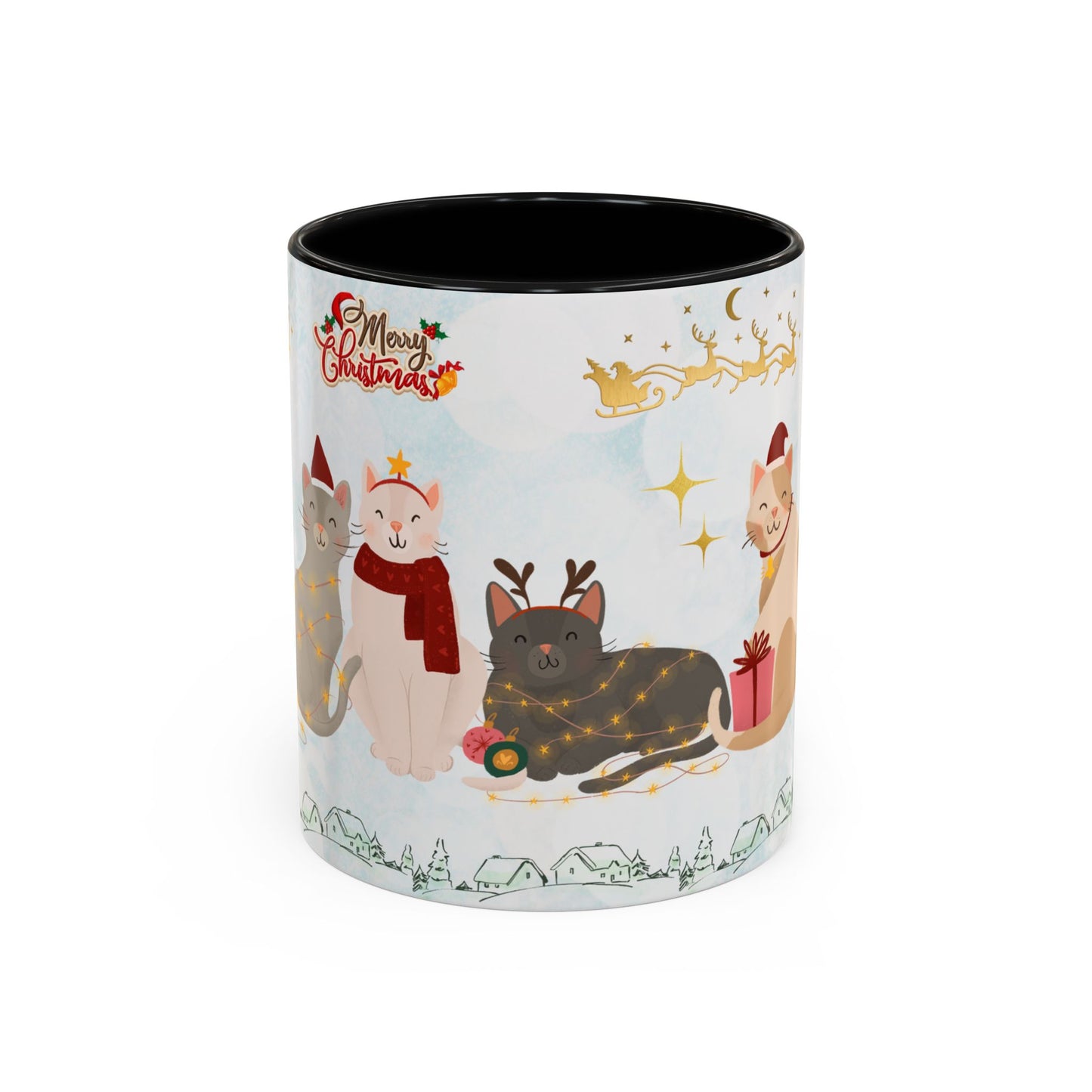 Merry Christmas, Cats - Accent Coffee Mug (11, 15oz)