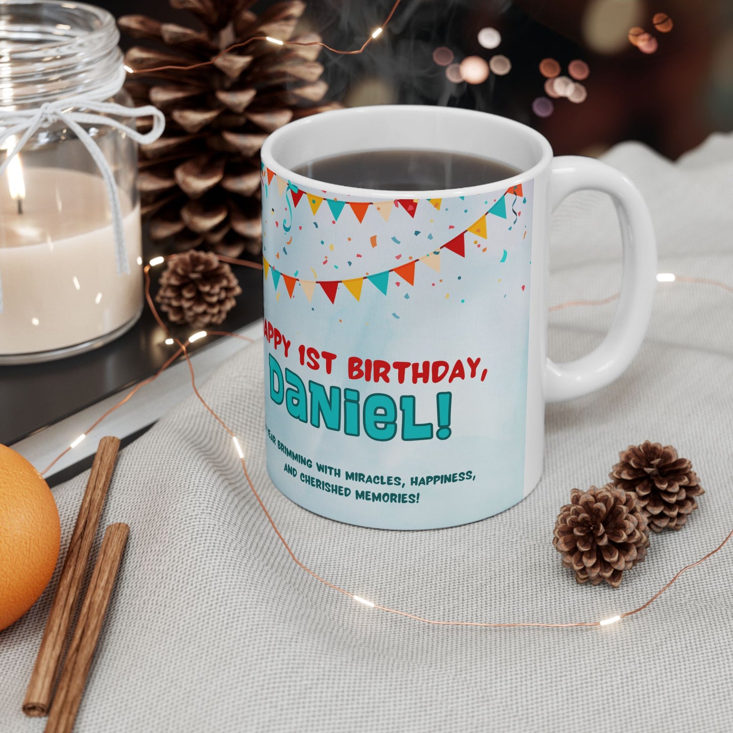 Personalized Birthday Mug, Custom Celebration Cup for Kids, 1st Birthday Gift, Party Favor, Photo Mug - 13996