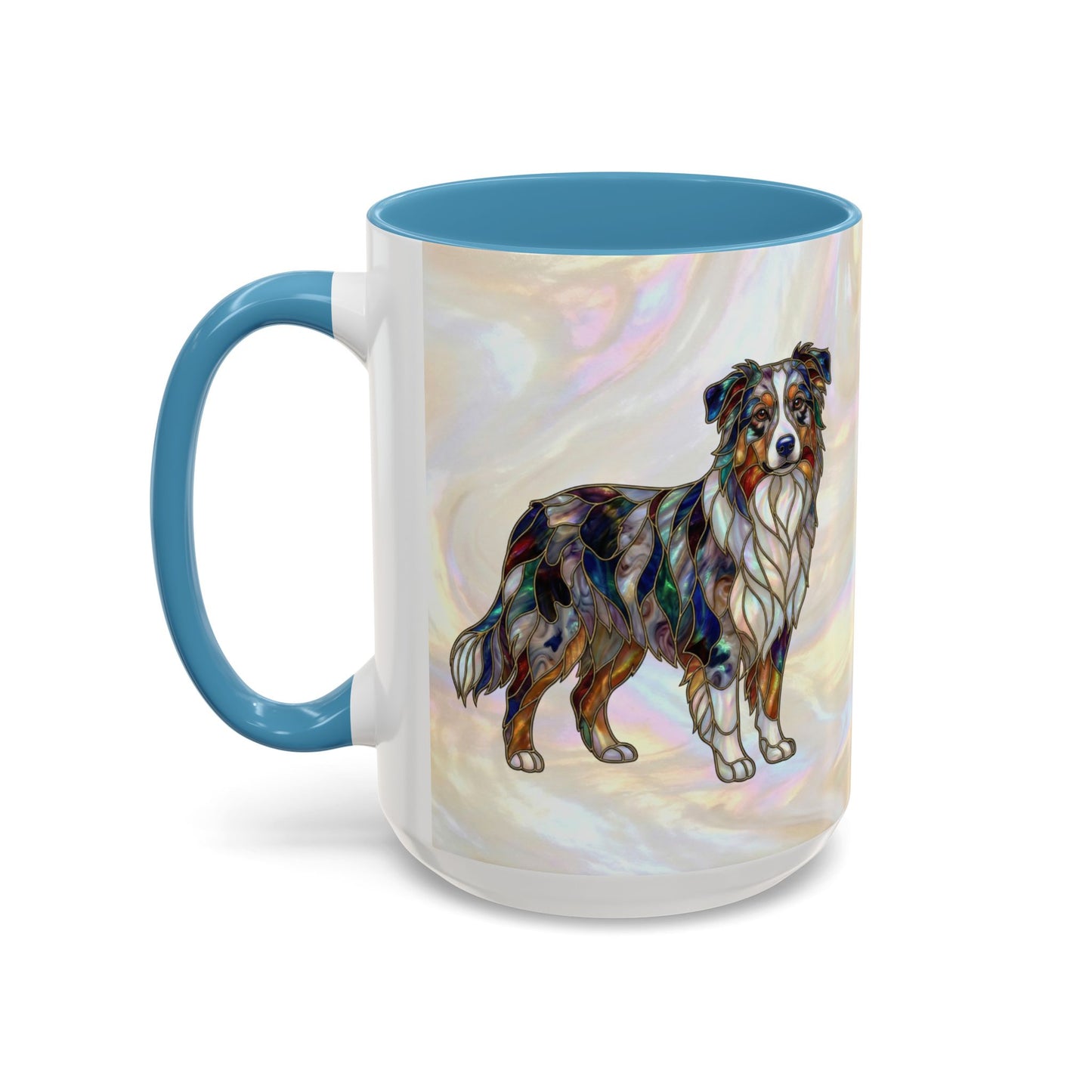 Australian Shepherd Accent Coffee Mug — Stained Glass Design (11/15oz) -14614