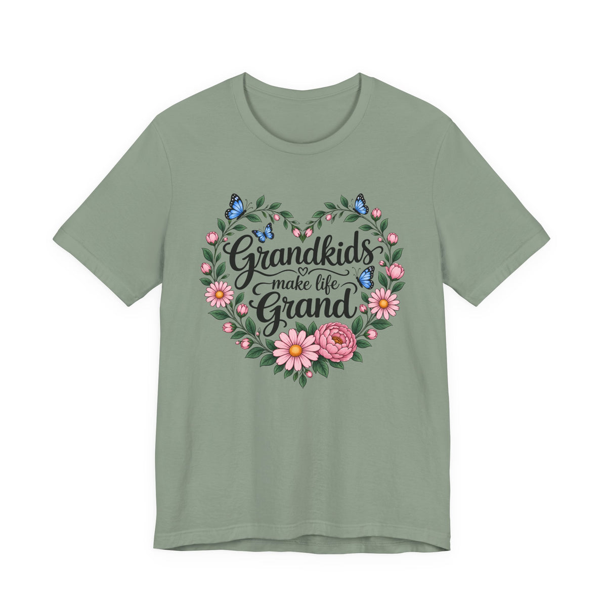 Grandkids Make Life Grand Floral T-Shirt,  Grandma Gift Tee - 14989