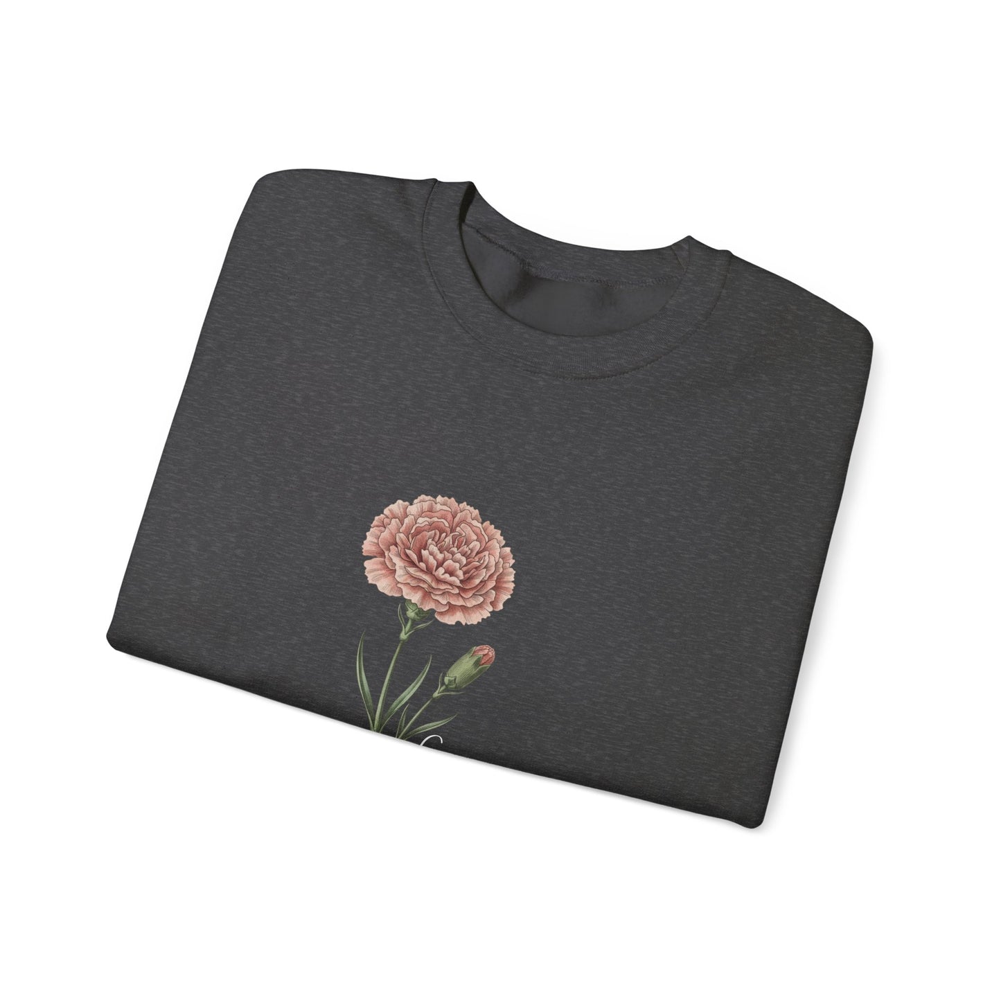 January Carnation Crewneck Sweatshirt — Customizable - 14673
