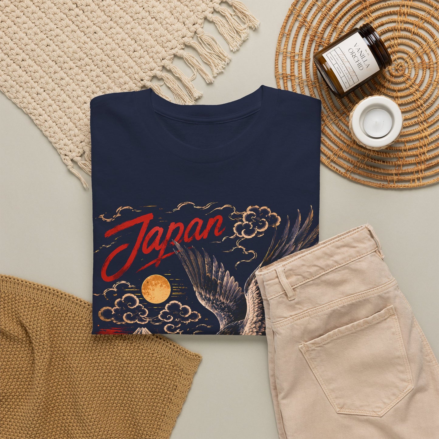 Japan Tiger & Eagle Graphic T-Shirt – Vintage Japanese Tattoo Style Tee - 14910