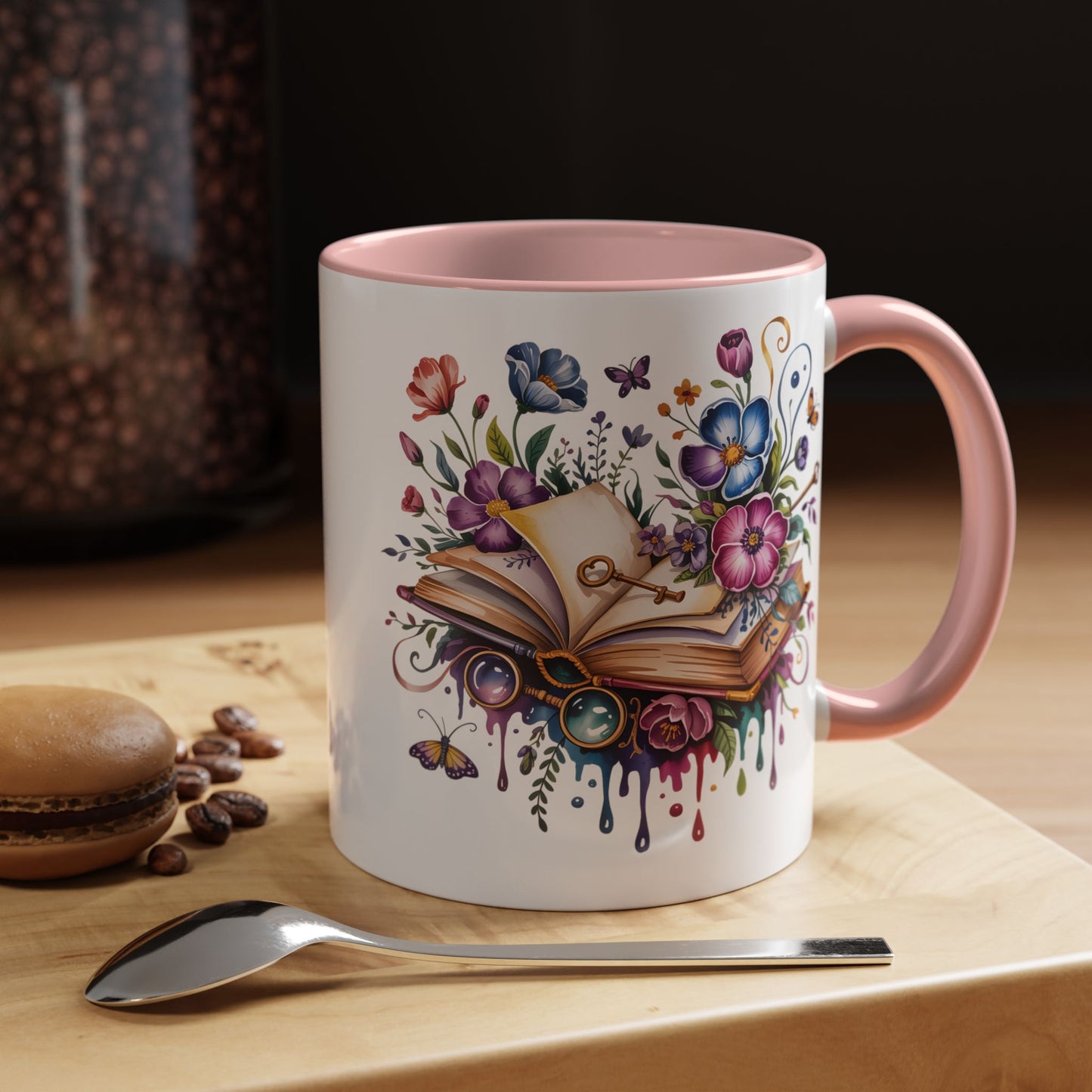 Floral Storybook Coffee Mug – Open Book with Flowers, Book Lover Gift (11oz / 15oz) - 14829