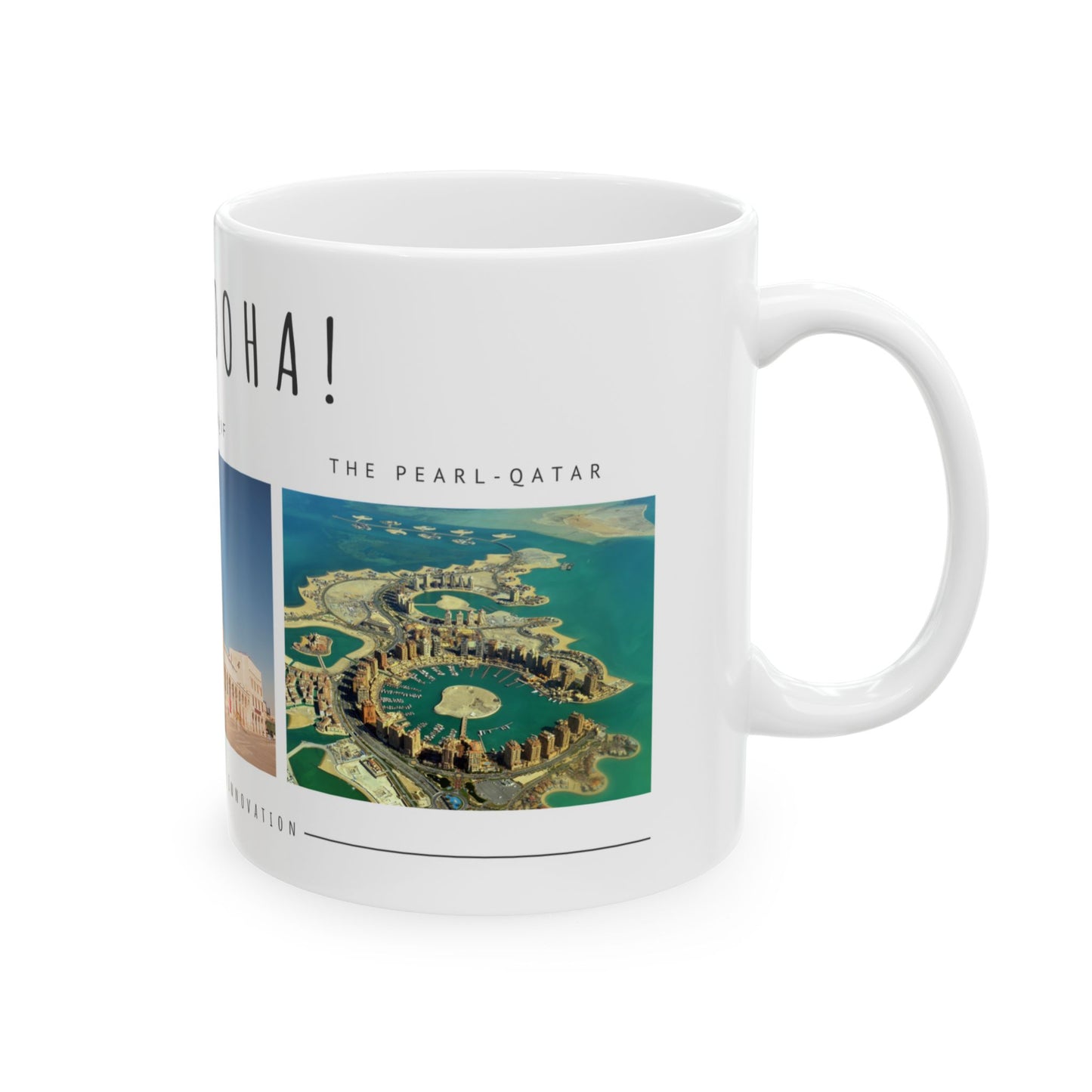 Hello Doha! Ceramic Travel Mug - 11oz & 15oz | Souq Waqif Art Design - 12108