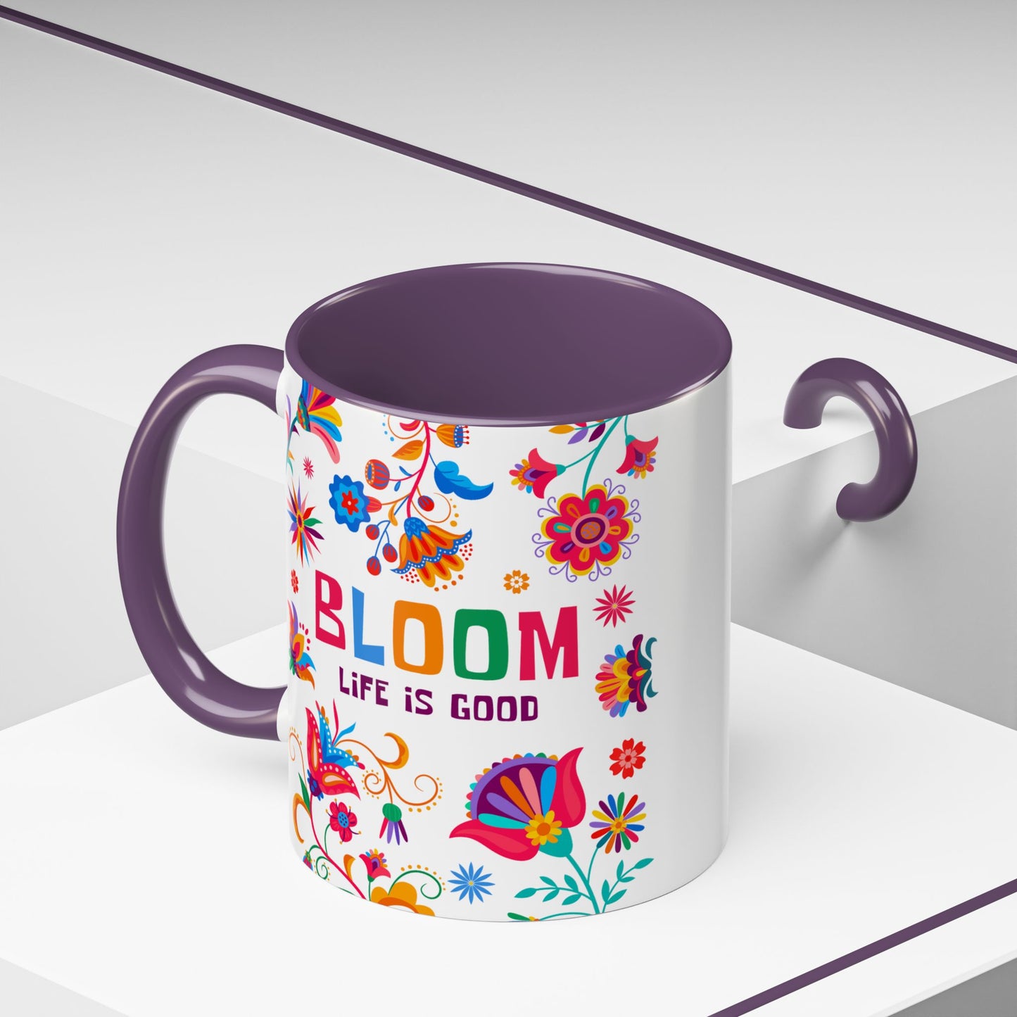 Colorful Floral Accent Coffee Mug - Bloom Life is Good - 14082