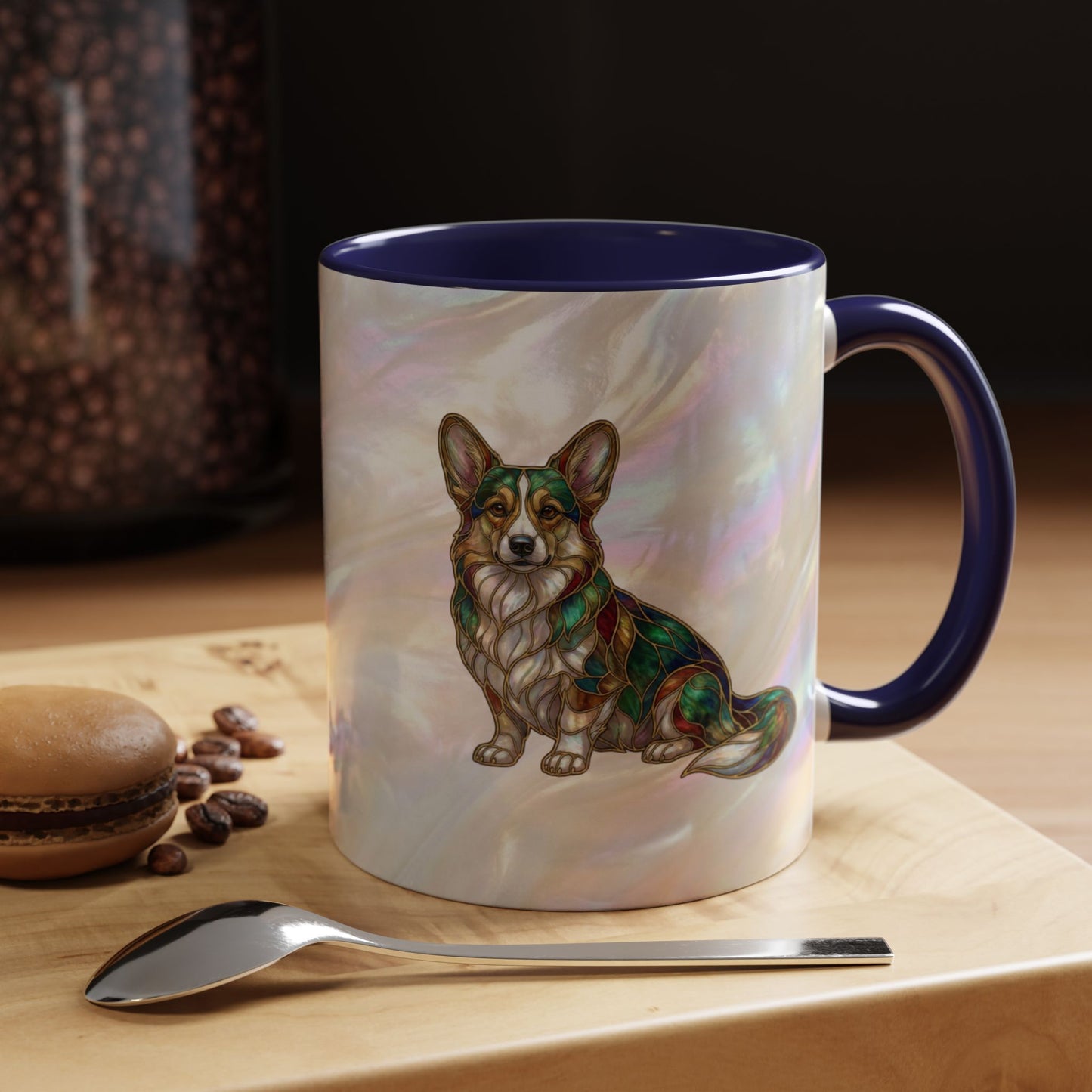 Corgi Accent Coffee Mug -Stained Glass Style (11/15oz) - 14627