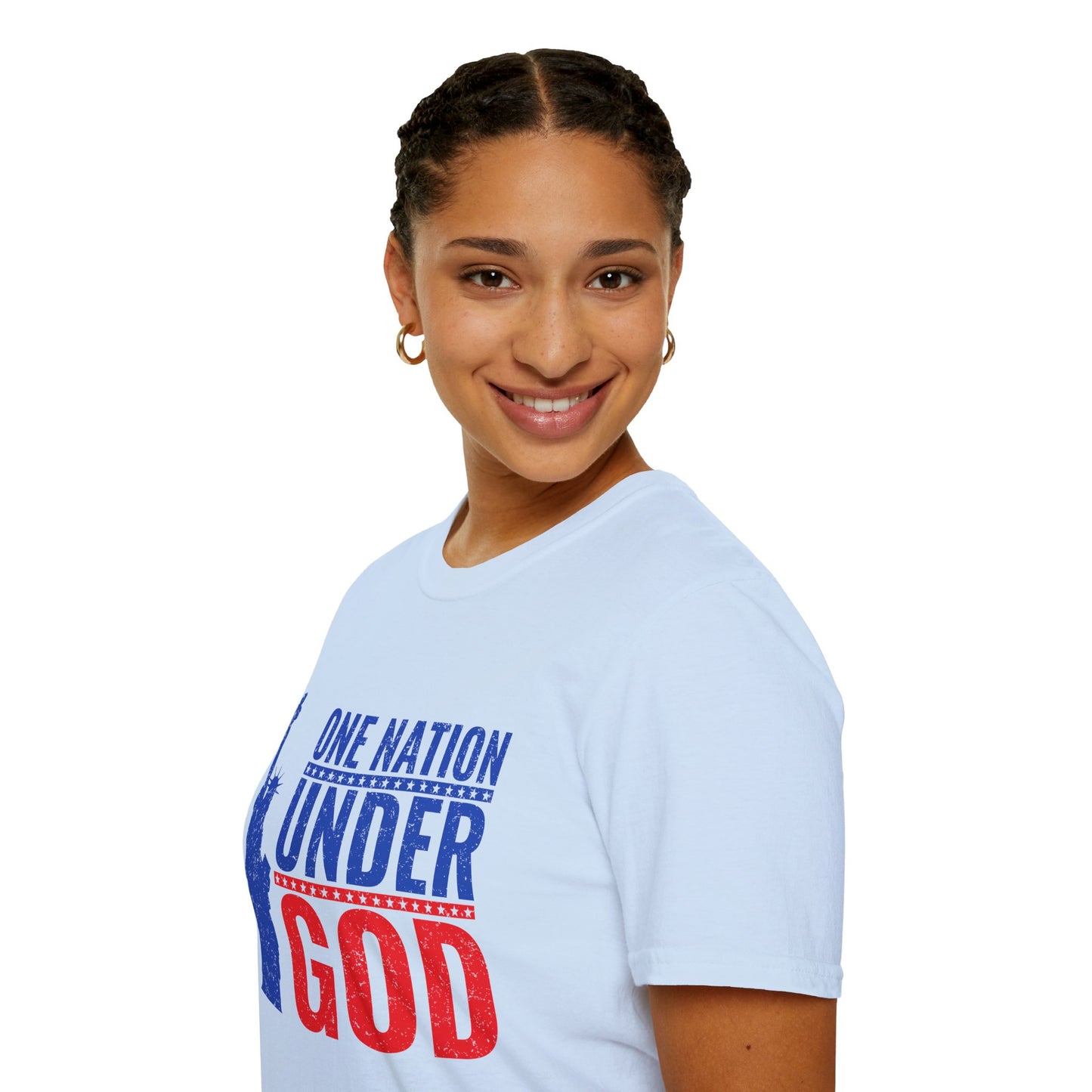 One Nation Under God, Patriotic Softstyle T-Shirt - Independence Day Tee, Fourth of July Shirt, Unisex Comfort Wear, Gift for Veterans - 13494