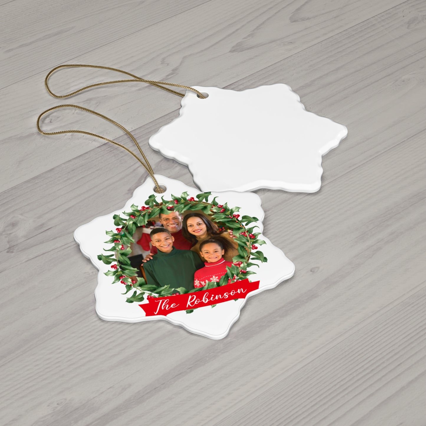 The Robinson, Christmas Family Photo, Customizable - Ceramic Ornament, 4 Shapes - 10033