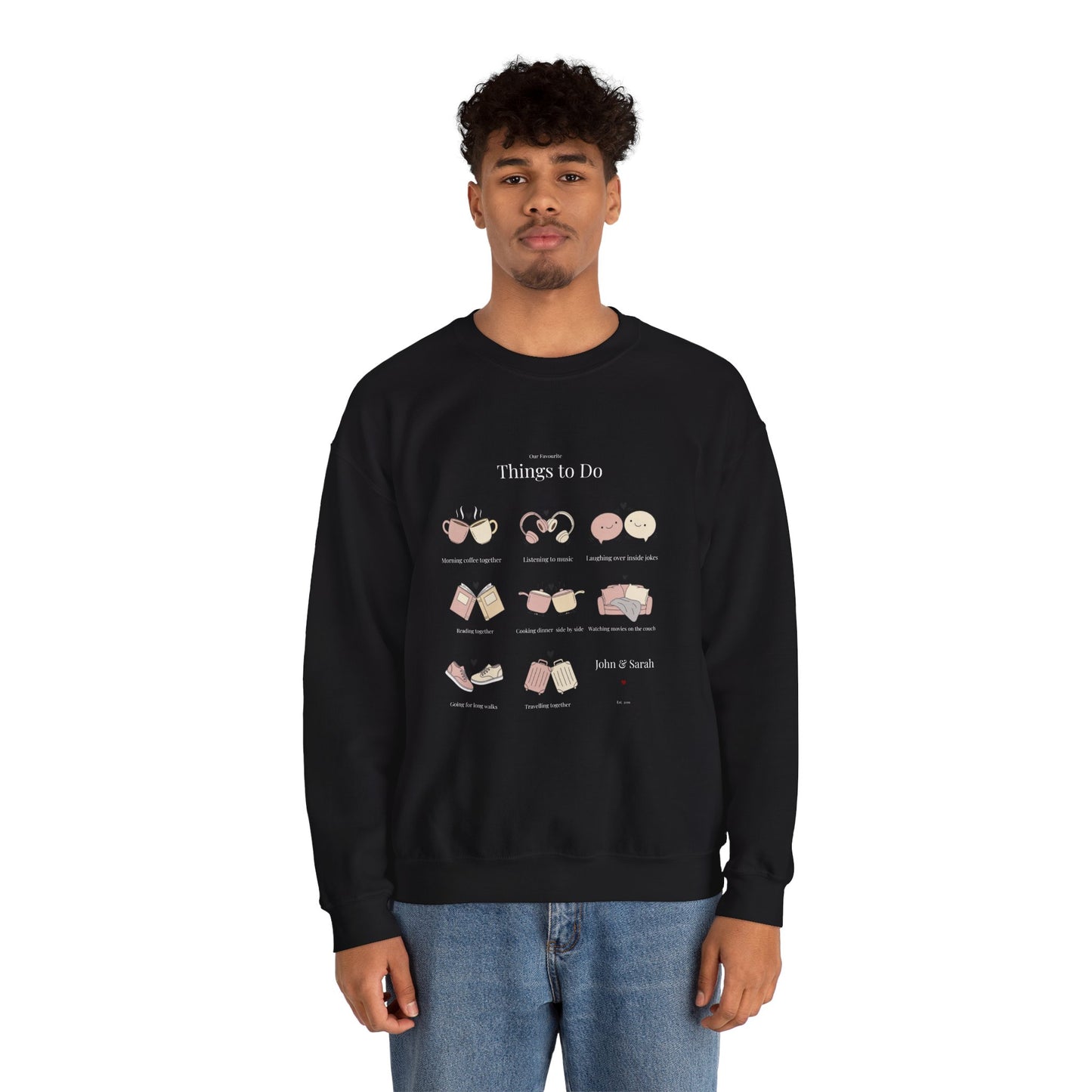 Our Favourite Things to Do Together – Personalised Illustration Crewneck Sweatshirt | Valentine’s Gift - 14726
