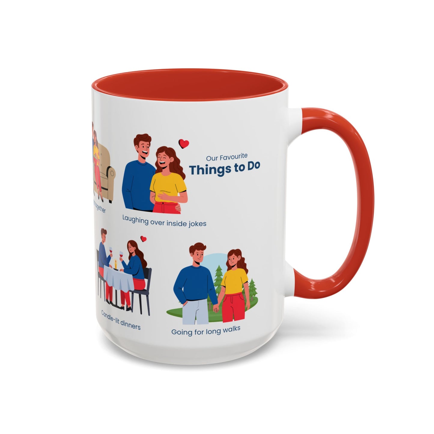 Our Favorite Things to Do Valentine’s Mug – Cozy Couples Illustrated Accent Coffee Mug - 14704