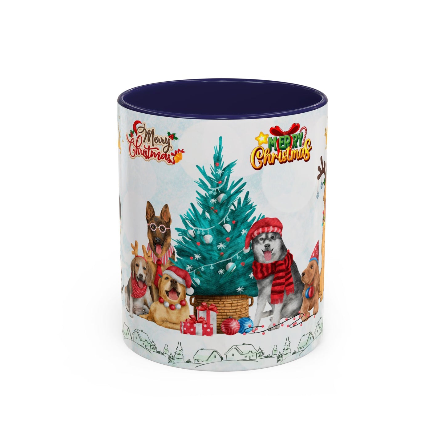 Merry Christmas Dogs - Accent Coffee Mug (11, 15oz)