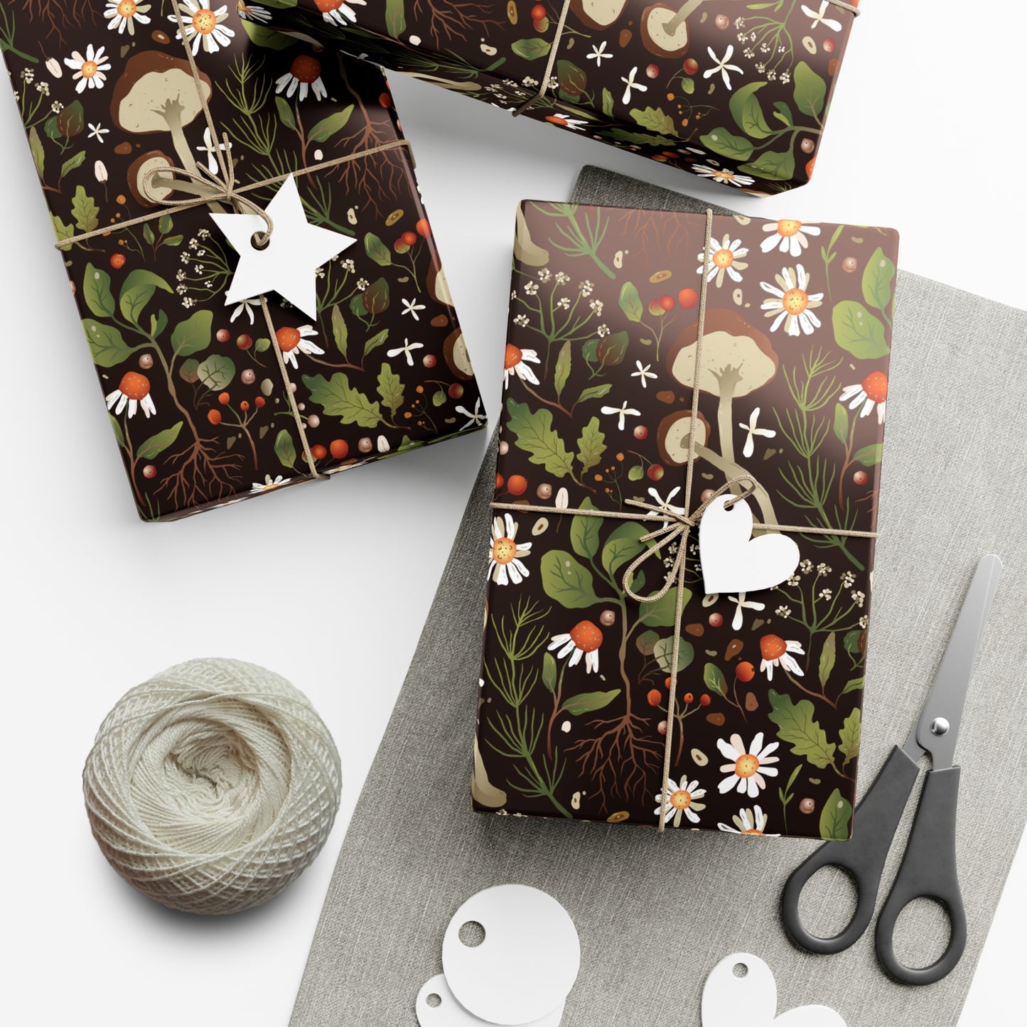 Dark Brown, Mushroom Pattern - Gift Wrap Papers - 10365